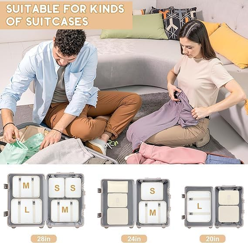 8 Set Packing Cubes for Suitcases, Travel Luggage Packing Organizers with Laundry Bag, Compression Storage Shoe Bag, Clothing Underwear Bag, for Man & Women image number 1