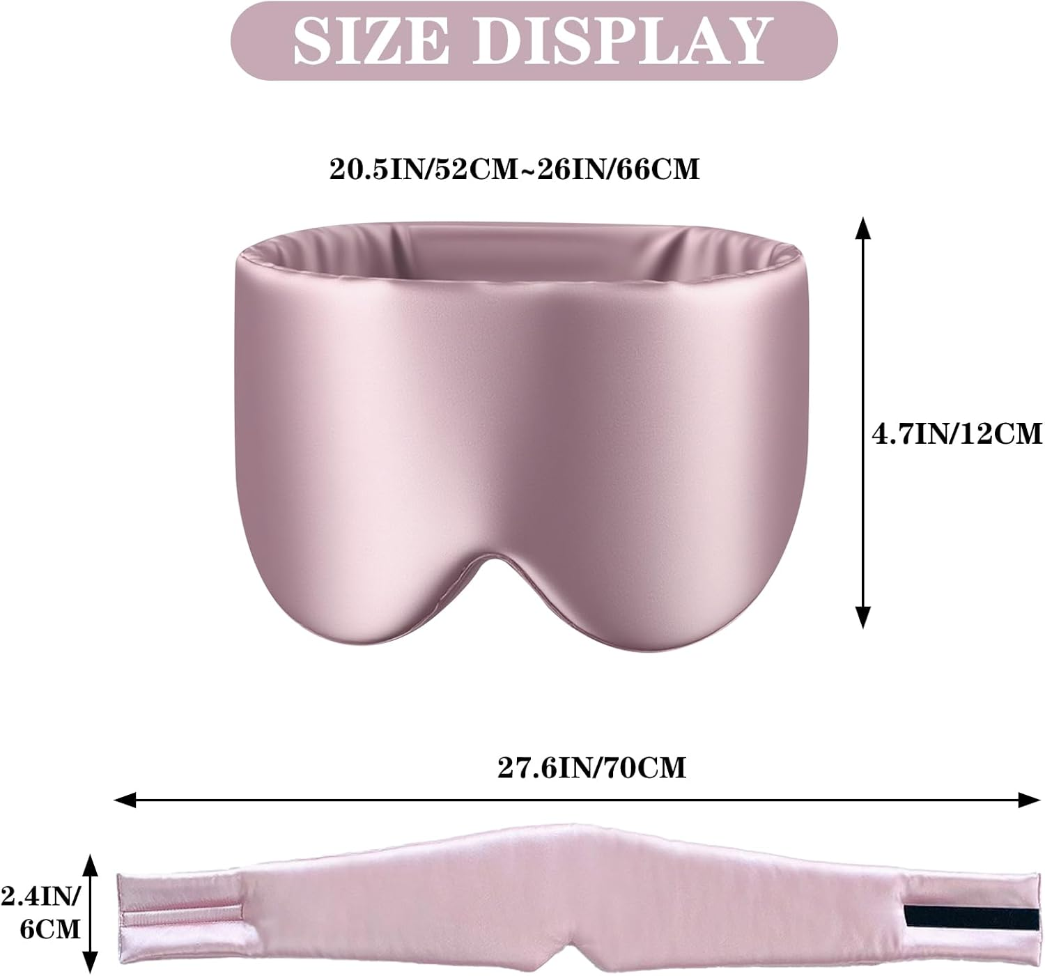 100% Mulberry Silk Sleep Mask for Men and Women with Adjustable Headband Large Full Size Eye Mask for Total Blackout, Ear Protection and Comfort for Travel, Naps, and Insomnia Relief, Pink image number 4