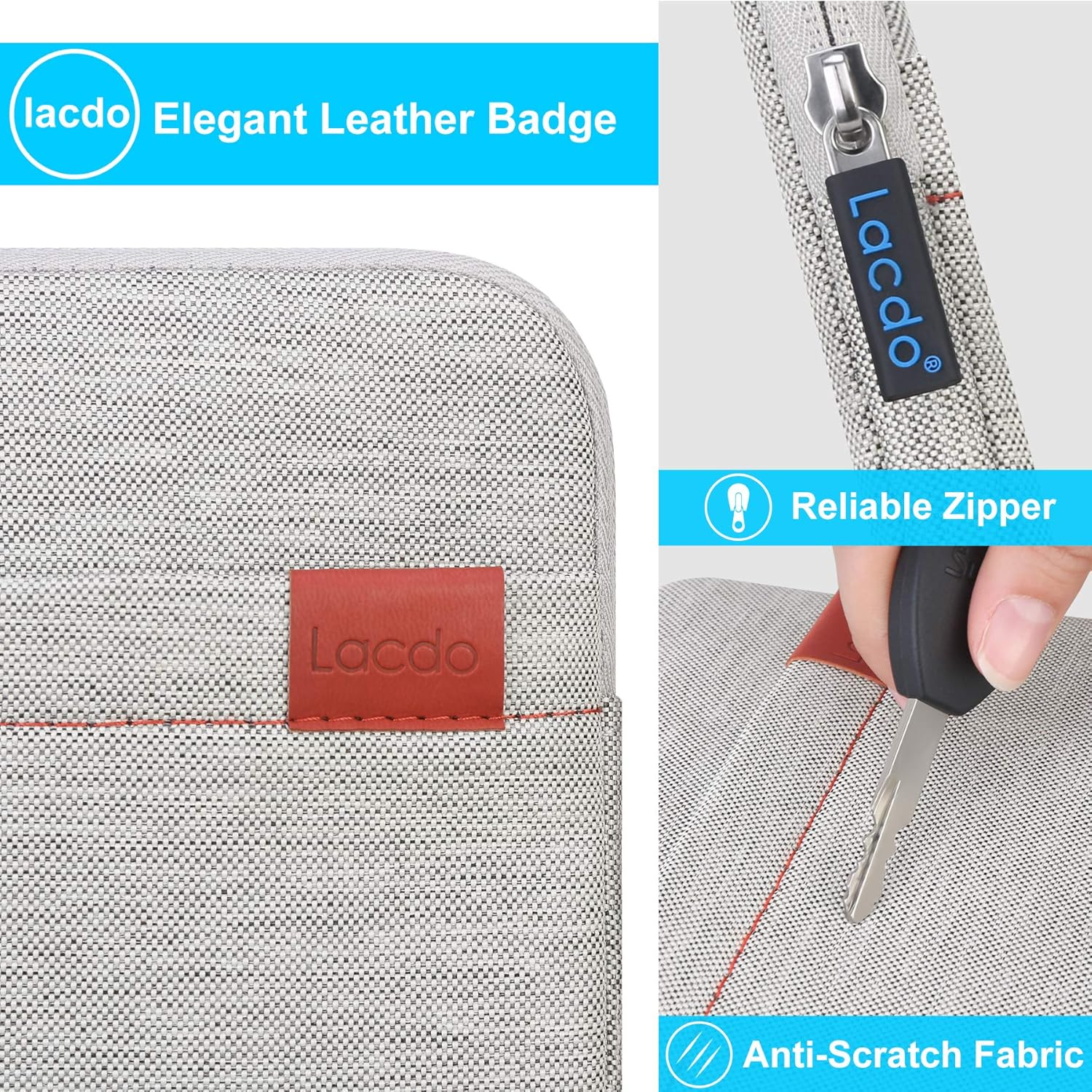 Lacdo Waterproof External USB CD DVD Writer Blu-Ray Protective Storage Carrying Case Bag Compatible Apple MD564ZM/A Superdrive,Magic Trackpad, Samsung/Lg/Dell/Asus/External DVD Drives, Gary - Gray image number 4