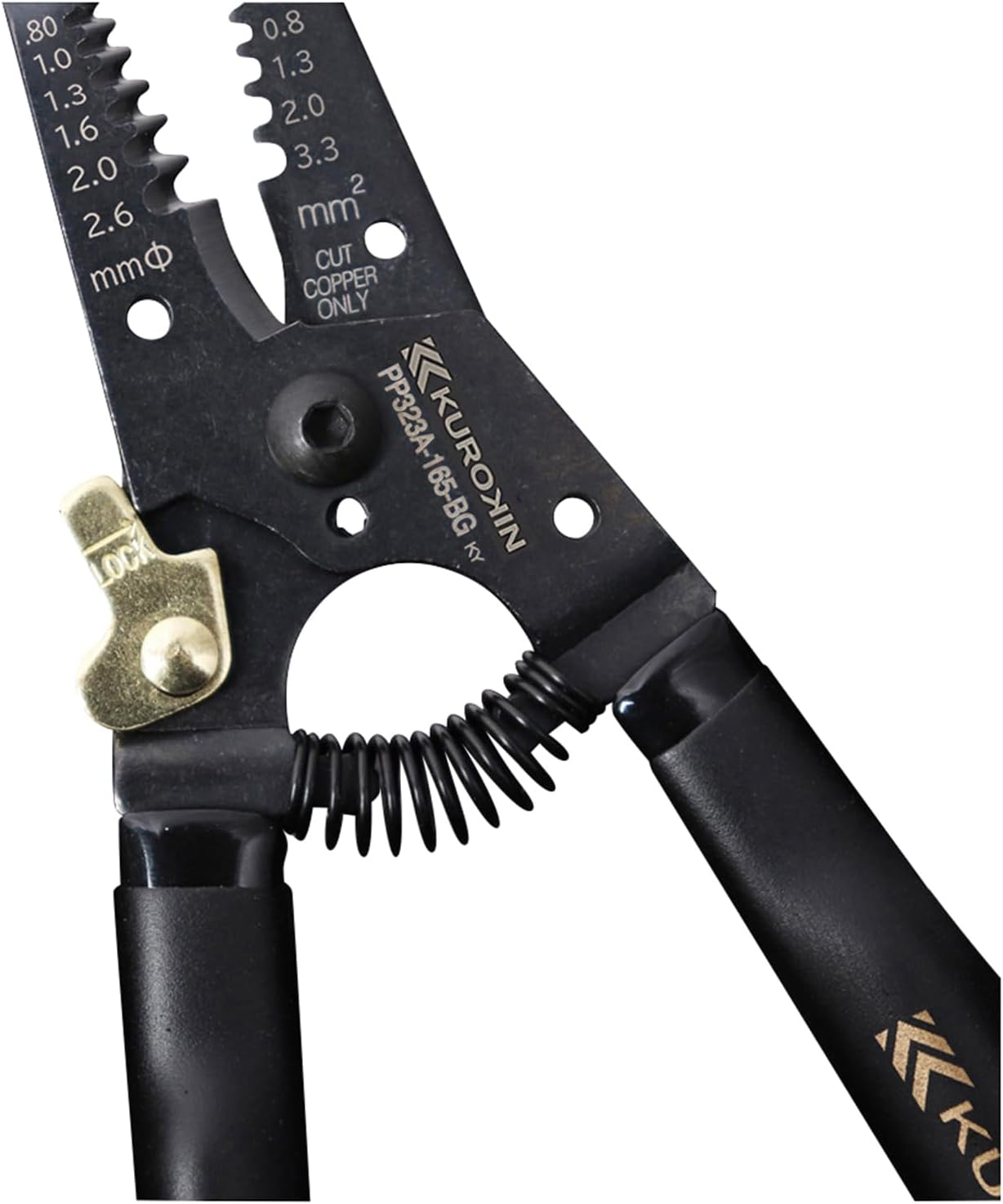 Fujiya PP323A-165-BG Wire Stripper a Type, 6.5 Inches (165 Mm), Black Gold, Spring Included image number 6