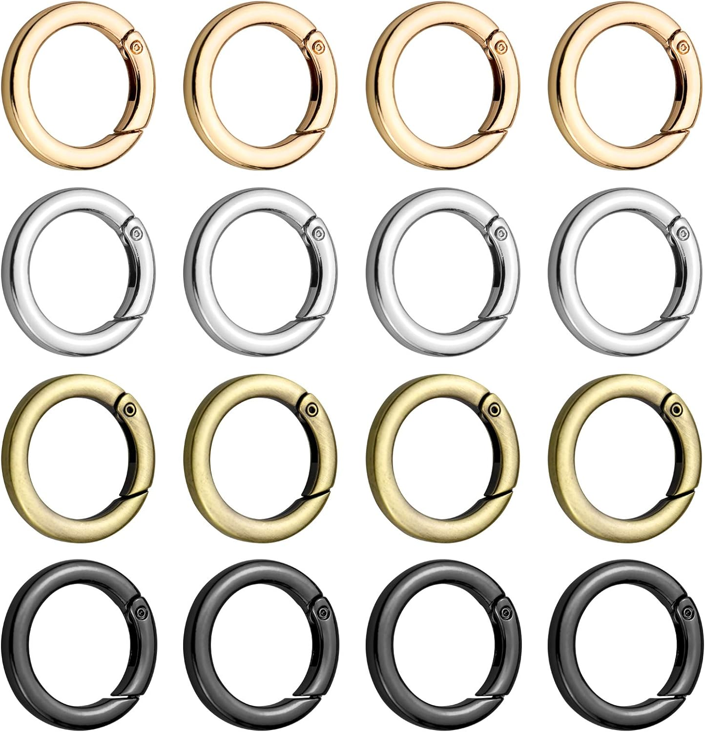 Hysagtek Spring O Rings, 16 Pcs round Spring Snap Clip Hook 35Mm round Carabiner Clips Trigger Heavy Duty Keyring Buckle for Bags Purses Key Chains Crafts, 4 Colors image number 3
