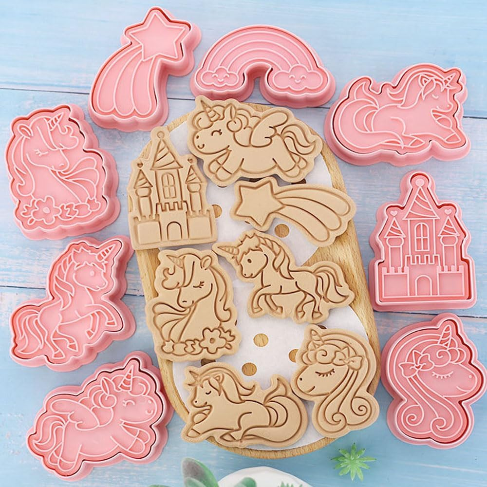 8Pcs 3D Easter Cookie Cutter Set, Cookie Mold,Cute Cartoon Shapes Cookie Cutter (Unicorn) image number 1