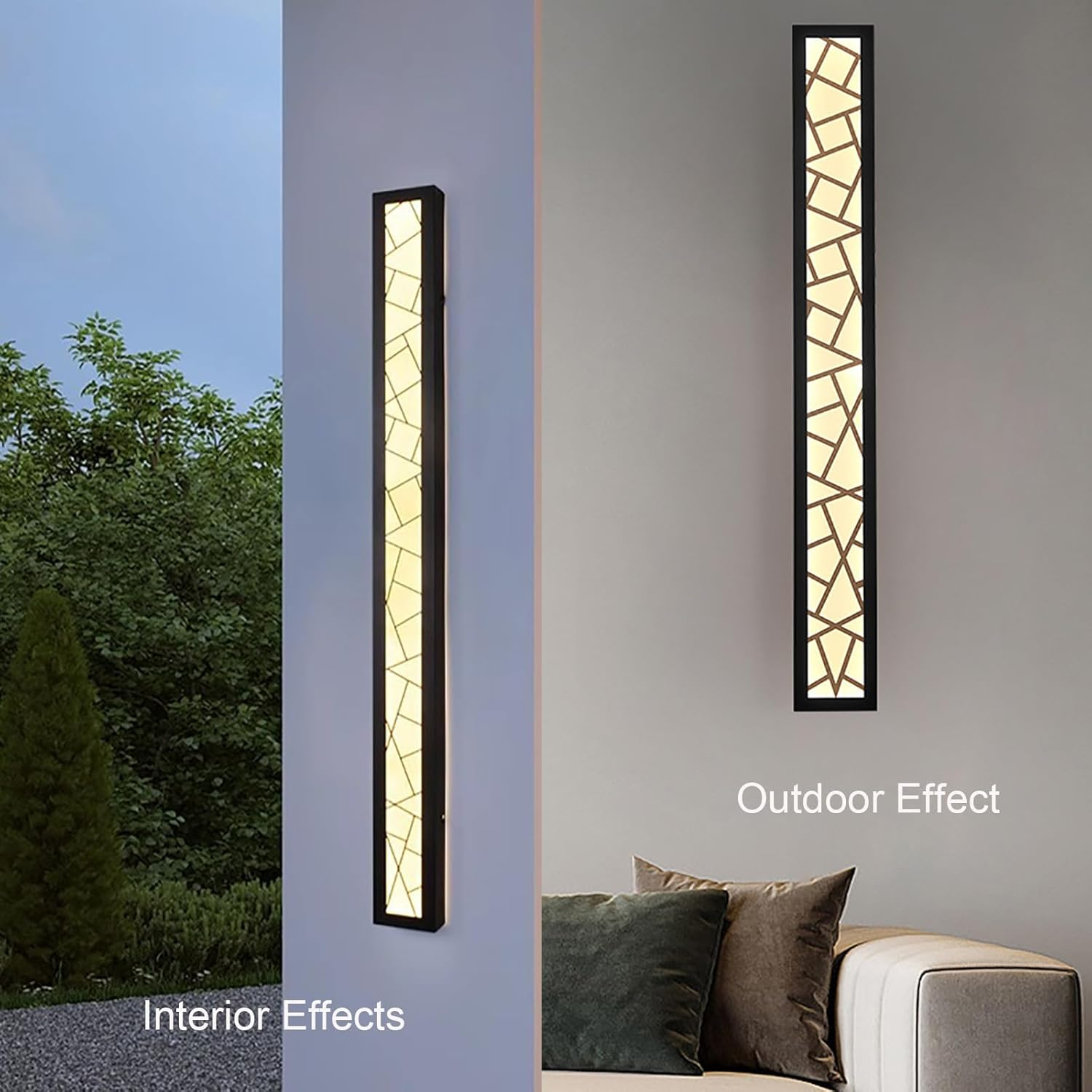 LED Outdoor Garden Wall Lights Exterior Long Indoor Wall Lamp Modern Black Wall Sconce IP65 Waterproof Wall Lighting outside Acrylic Light Porch Terrace Garage (100CM 58W,Warm Light)