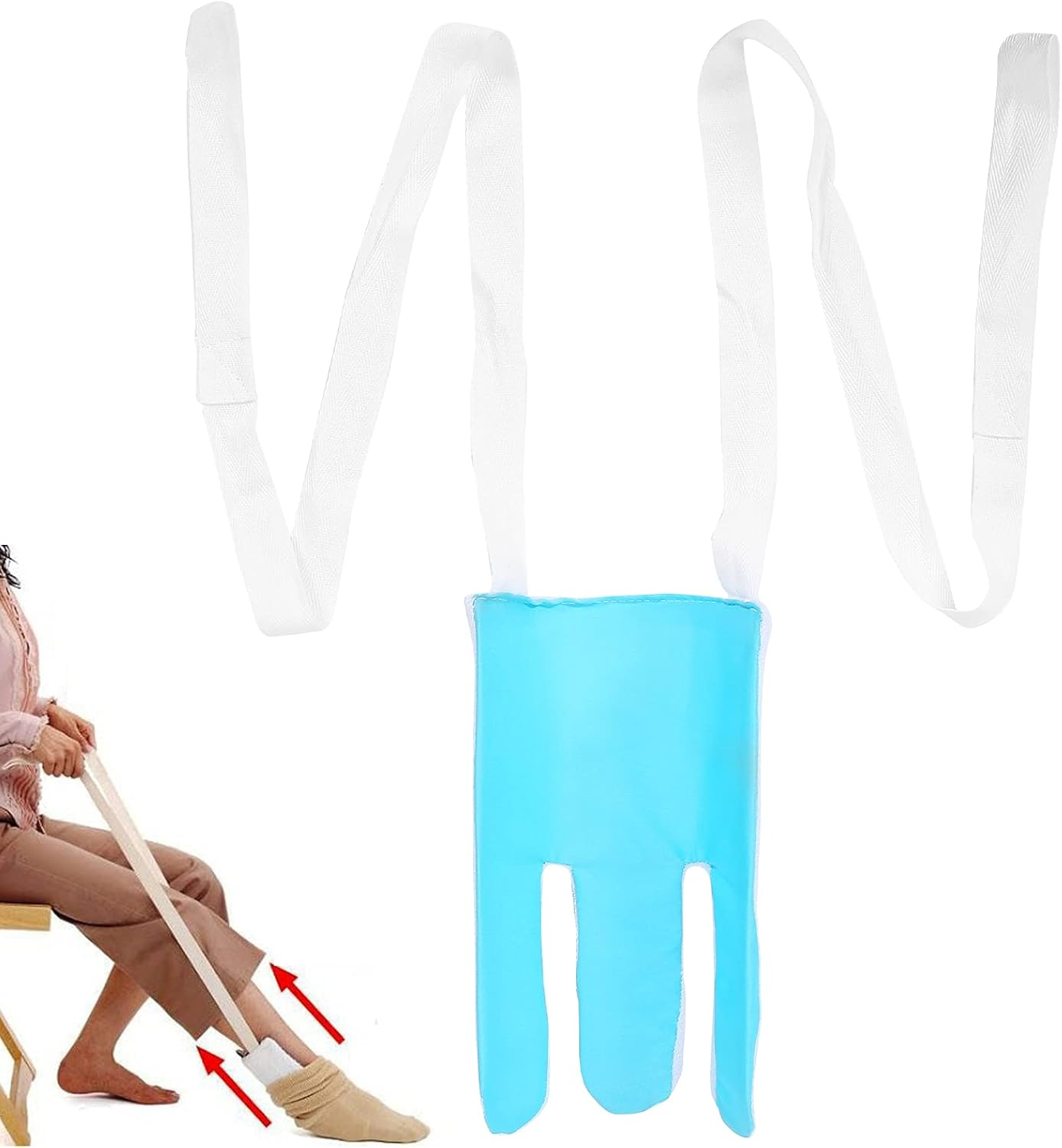 Sock Aid - Sock Aid Device for Seniors, Disabled, Pregnant - Sock Helper Aide Tool - Sock Assistant Device No Bending (Blue and White) image number 4