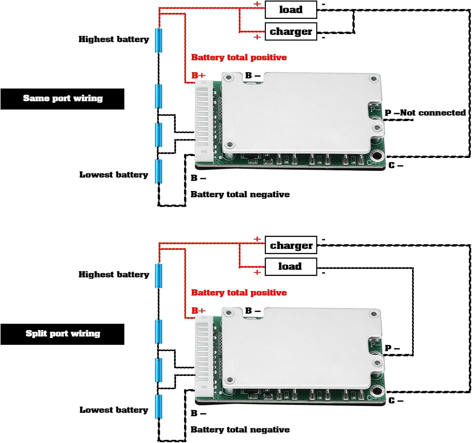 Create Idea BMS 13S 48V Li-Ion Lithium PCB Protection Board 20A Battery Balance Protection Circuit Board Charge Protection Board Battery Cell Suitable for Electric Motorcycles image number 3