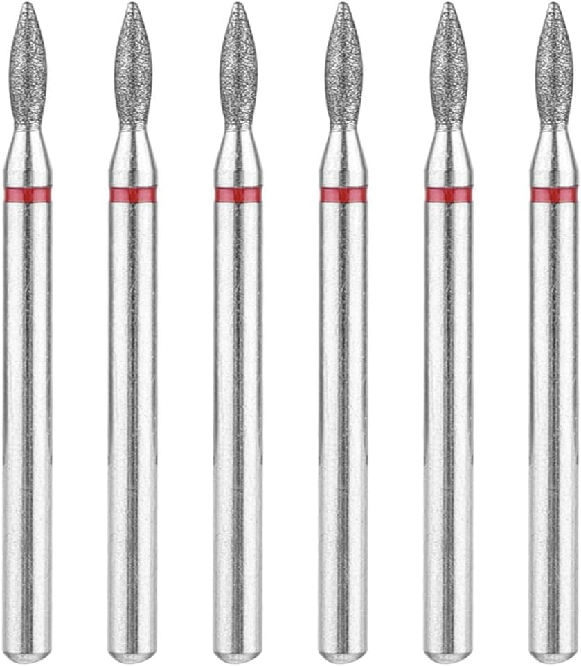 6Pcs Cuticle Drill Bit, Diamond Nail Drill Bits Set with Case, Professional Manicure Tools 3/32" Flame Cuticle Clean Nail Carbide Bits for Home Salon image number 4