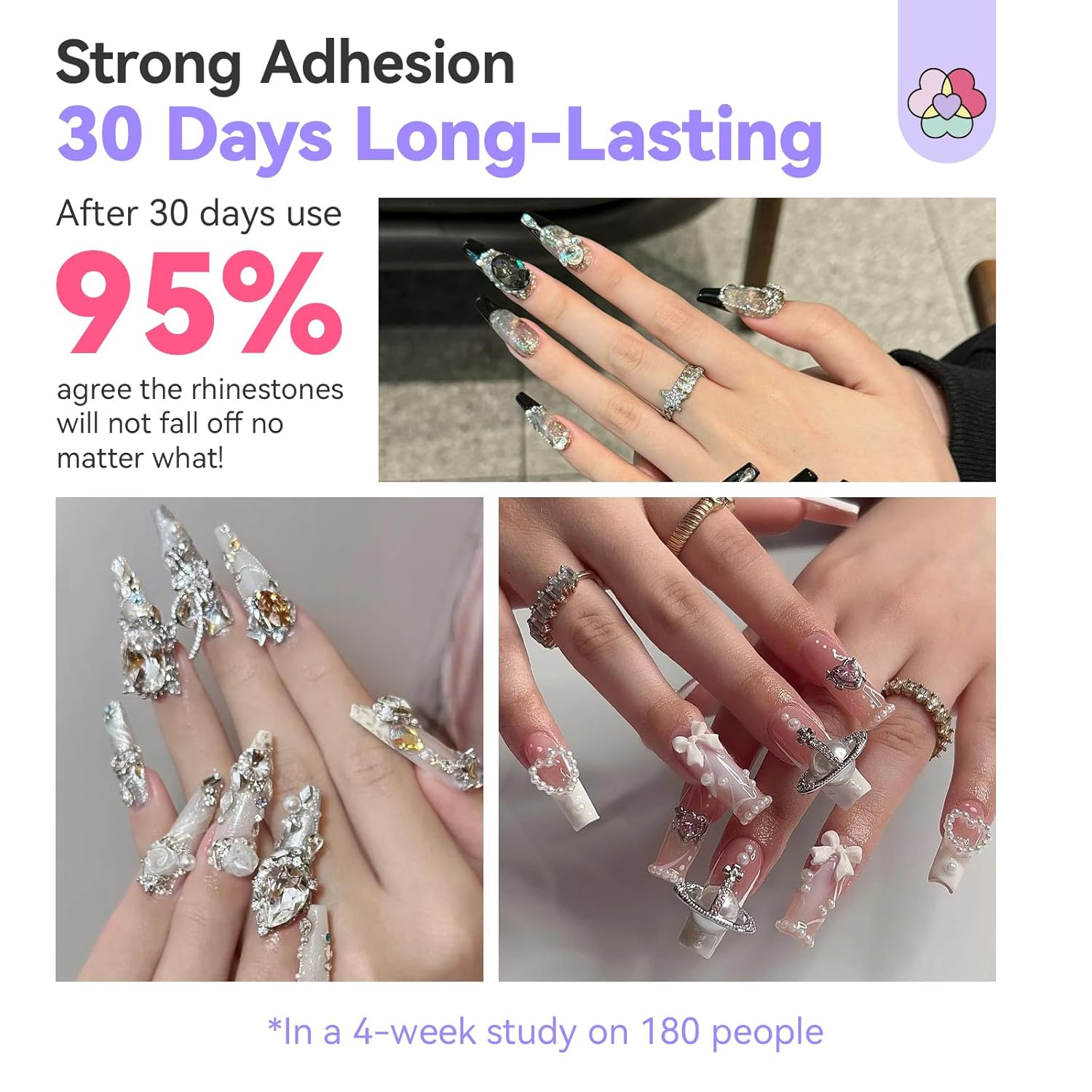 SAVILAND Pro Rhinestone Glue Super Strong Adhesive: 2 PCS 12 Ml Nail Glue with Precision Tip Powerful Grip for Nail Nail Art Decorations Na Il Charms Gems Jewel Diamonds Cured Nee image number 2