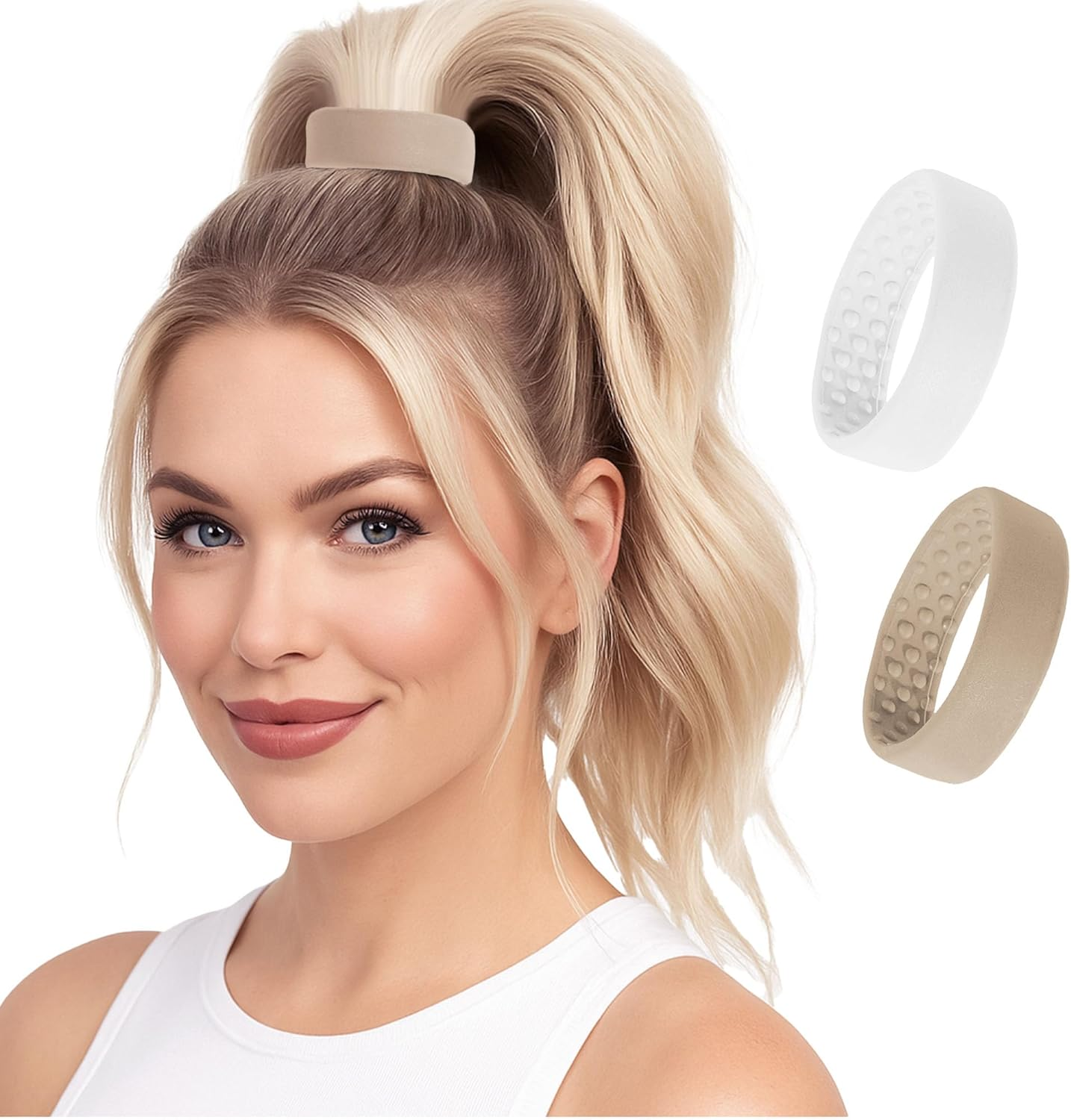 2 Medium Pony-Os for Fine to Normal Hair or Slightly Thick Hair (Blonde and White)