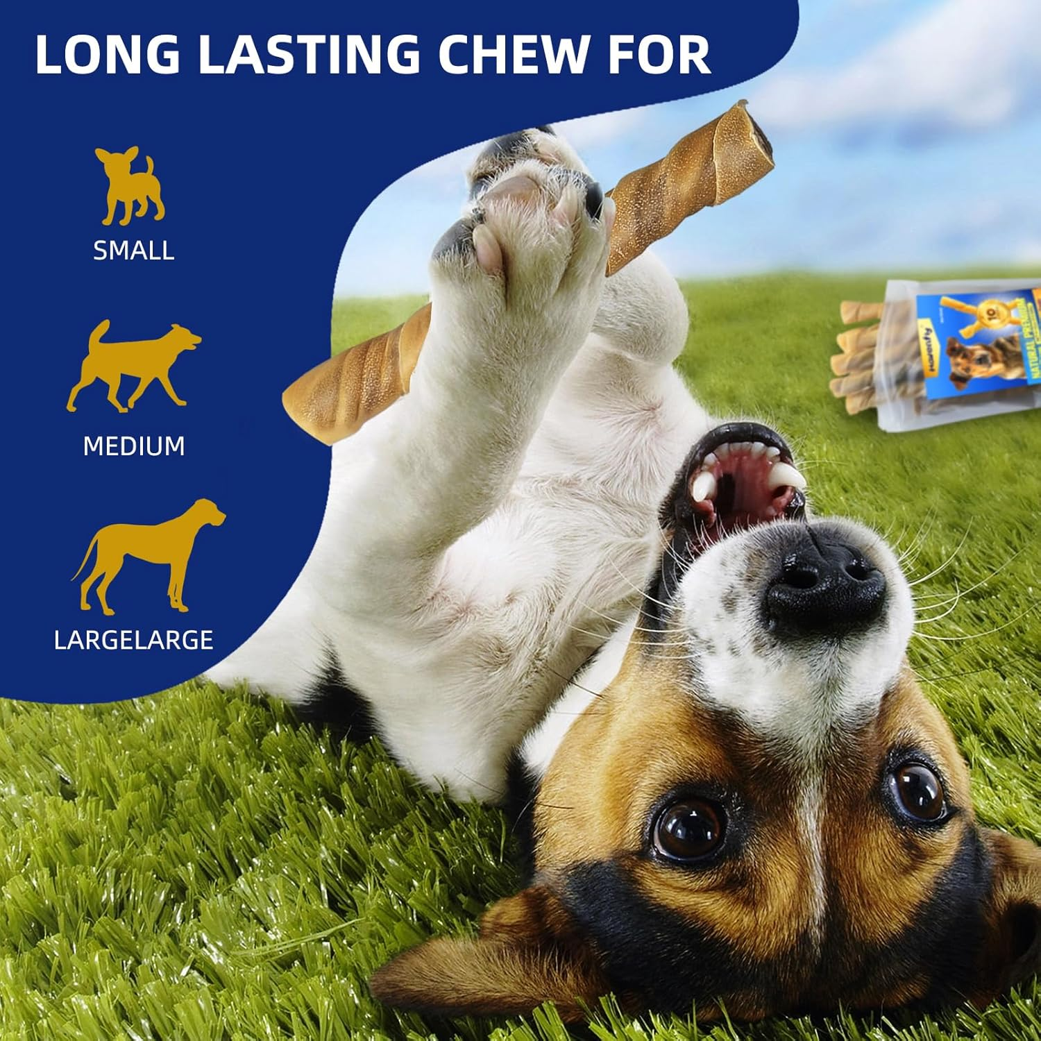 Natural 5-8" Bully Sticks for Small & Large Dogs-Long Lasting, Rawhide Free, Low Odor Dental Chew Treat-100% Real Beef - 8 Oz. Bag-10 Sticks image number 6