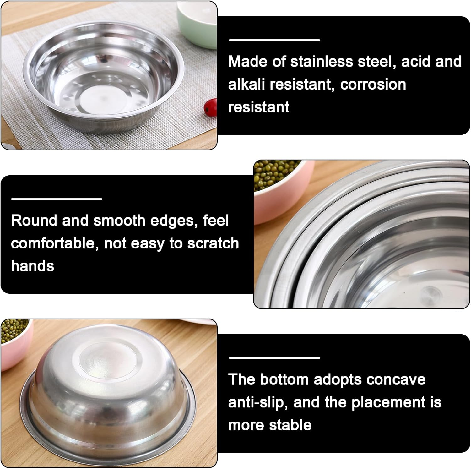 8 Pieces Stainless Steel Plates, Bowls, Stainless Steel round Tableware, Camping Set, 8-Piece Set, Stainless Steel Plates & Bowls for Camping, Picnic, Hiking, Kitchen, Party image number 5