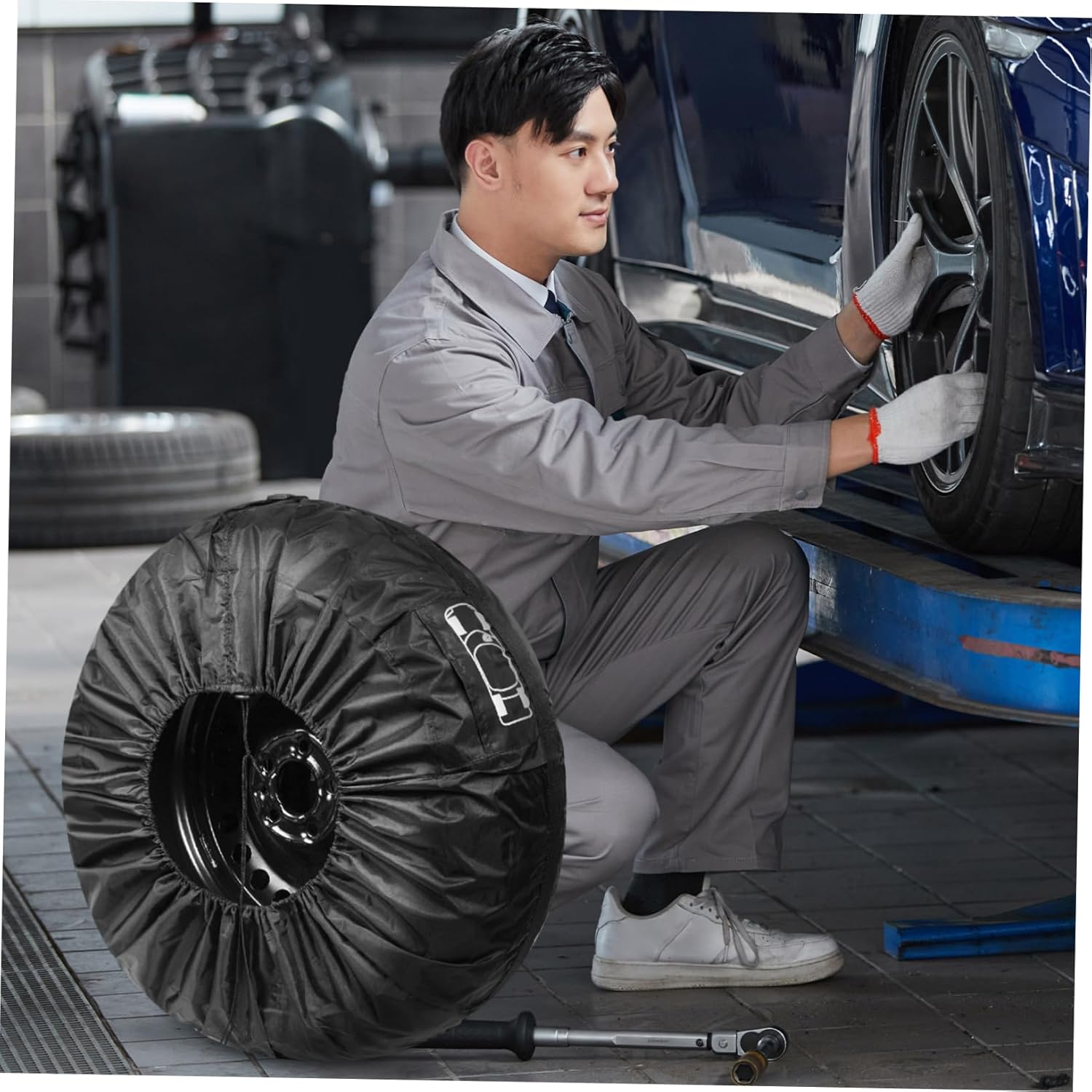 BELLIFFY 4Pcs Tire Covers for Car Spare Wheel Cover Tire Protectors Polyester Wide Compatibility image number 2