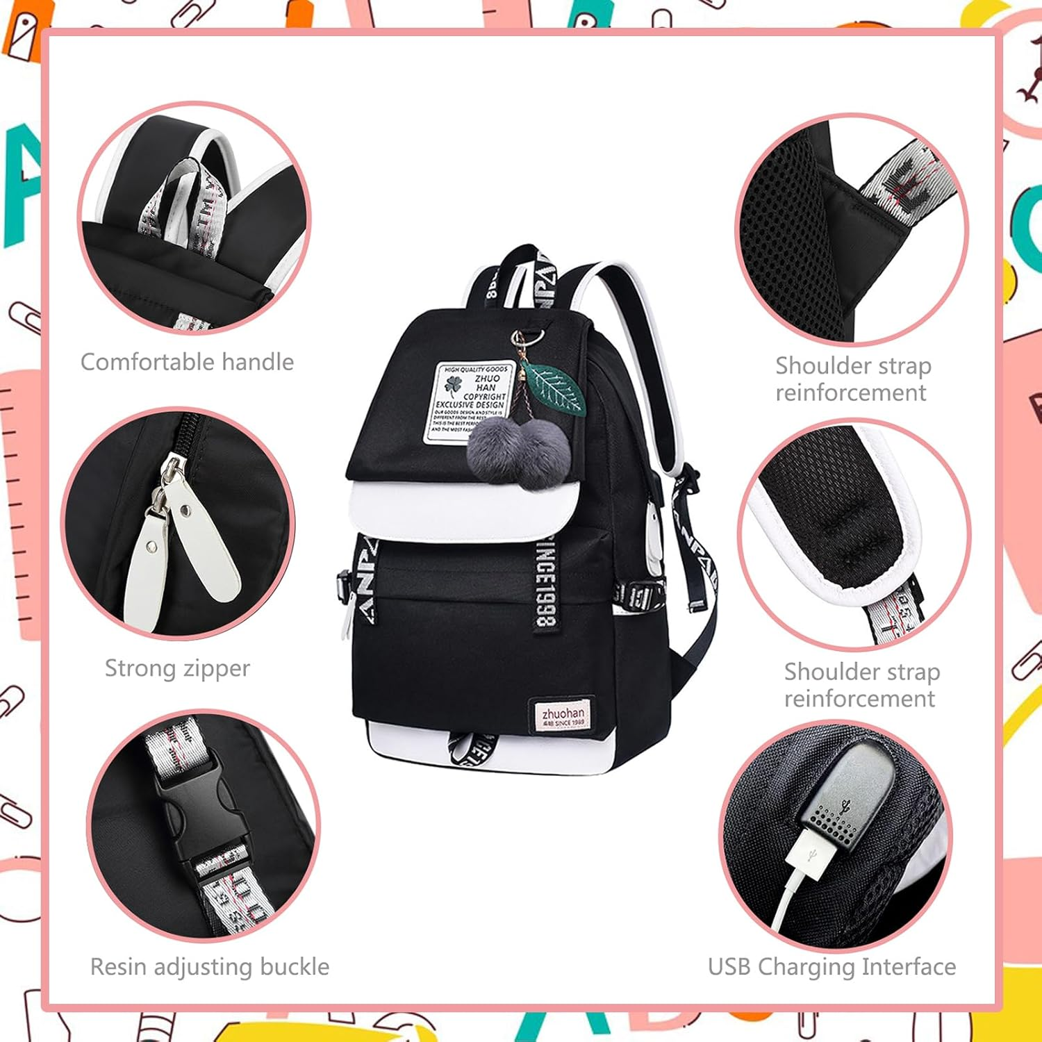 Lmeison Backpack for Girls Schoolbag for Kids Children Bookbag Casual Daypack for Women