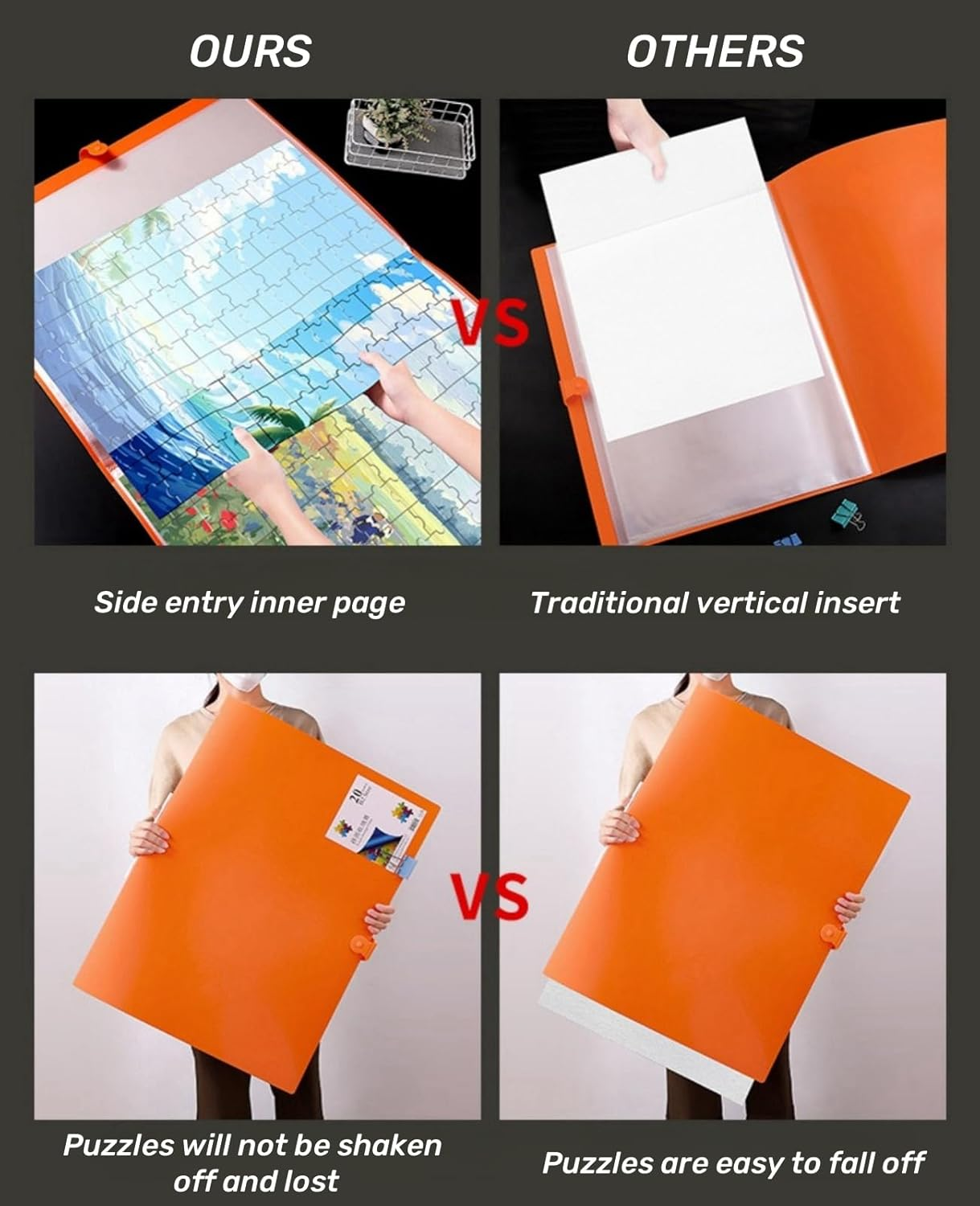 Large Puzzle Storage Folder 1000-Piece Puzzle Storage Keeper with 10/20 Pages Side Insertion Puzzle Organizer Album Saver for Valentine Day Gift (Black1,20Pages) image number 5