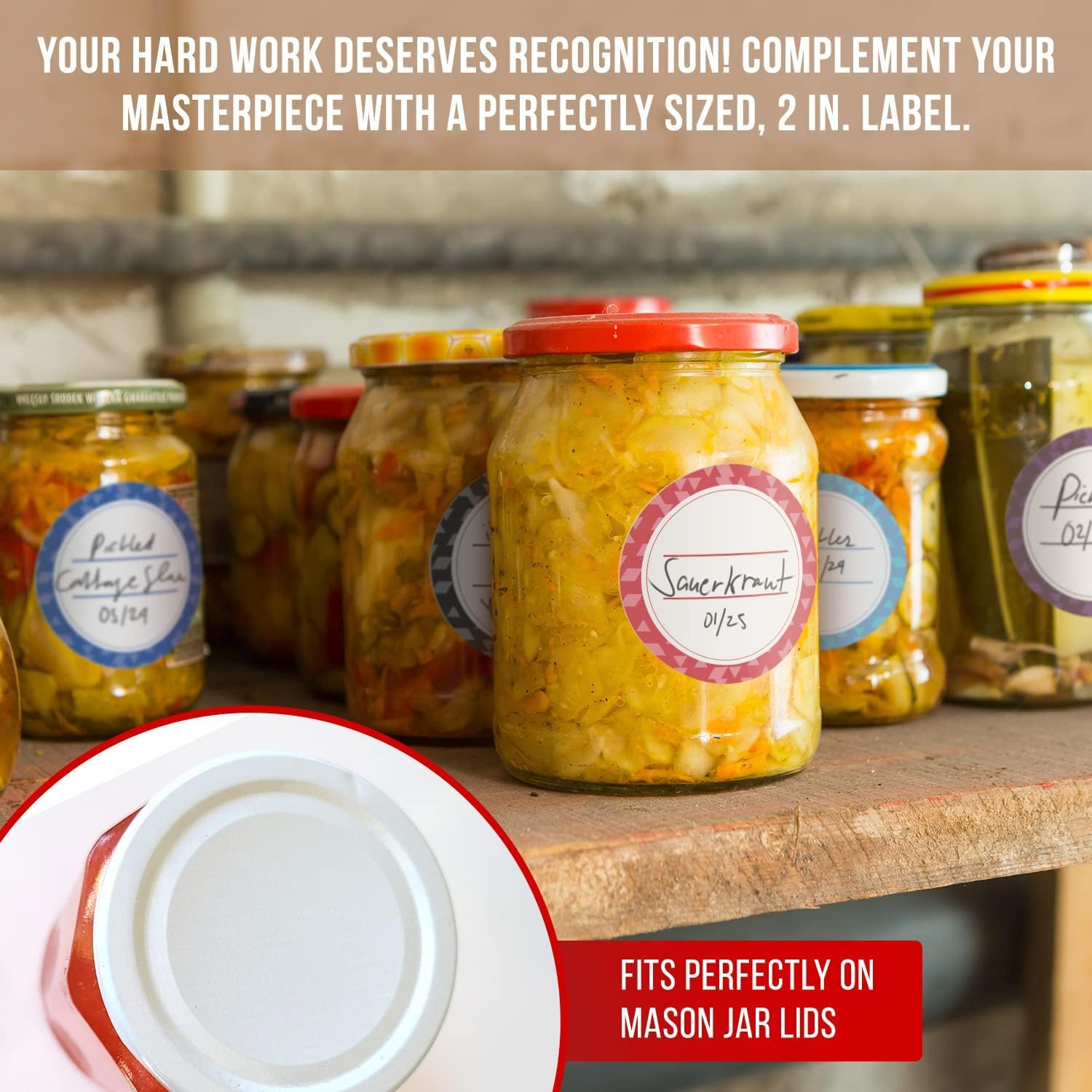 Canning Labels Dissolvable Stickers for Mason Jars and More (2" round 200/Roll) Canning Supplies Washes off in Seconds like Magic - Jar Labels Homemade Jam, Jelly, and More (Eggplant) - Artichoke image number 6