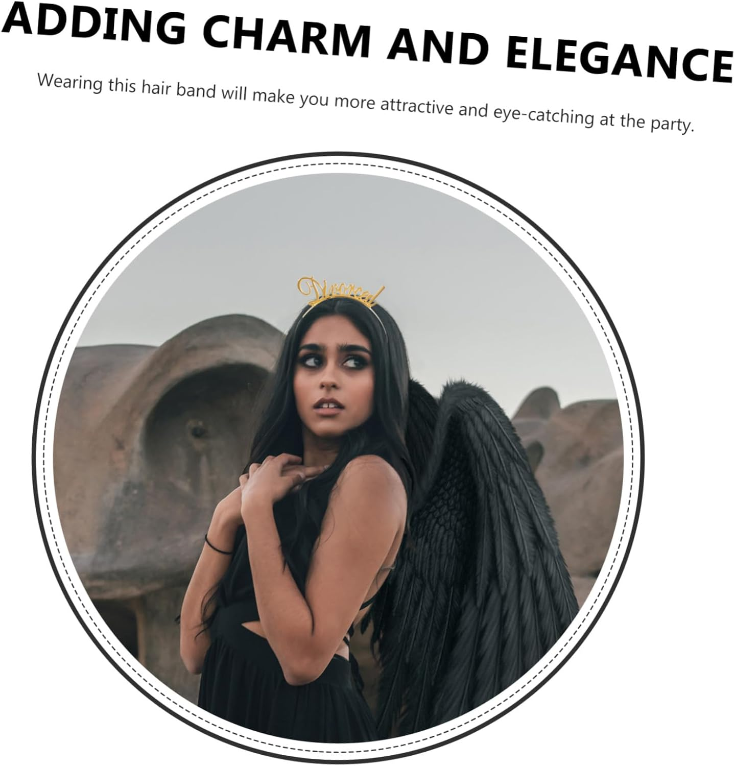 VICASKY 2 Pieces Divorced Headband Made of Gold Rose Gold Elastic Hair Pins for Divorce Parties, Fashionable Hair Accessories for Parties and Special Occasions image number 3