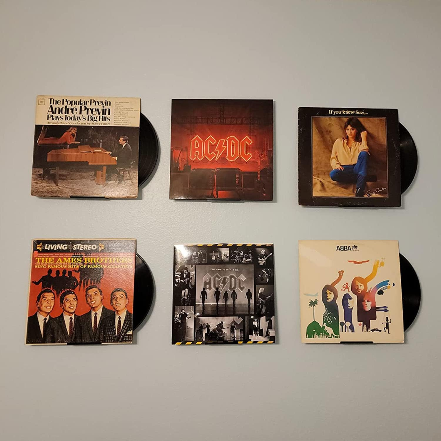 6 Pack Vinyl Record Wall Mount, 3.94 Inch Black Acrylic Album Record Holder, Vinyl Record Display Shelf for Daily LP Listening(Hardware Included)