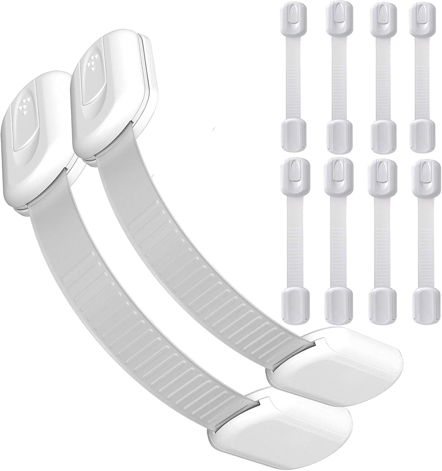 10 Pack Child Safety Locks, Baby Proofing Safety Locks for Cabinets, Drawers, Appliances, Toilet Seat, Fridge, Oven, Dishwasher Doors, Toilet Seat & Lid - No Tools or Drilling Flexible Adjustable Size