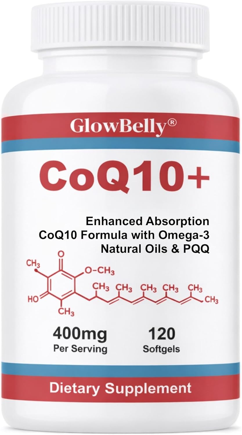 Coq10 400Mg, Omega-3, PQQ & Black Pepper Extract, 120 Softgels, Gluten Free, Non-Gmo by Glowbelly image number 1