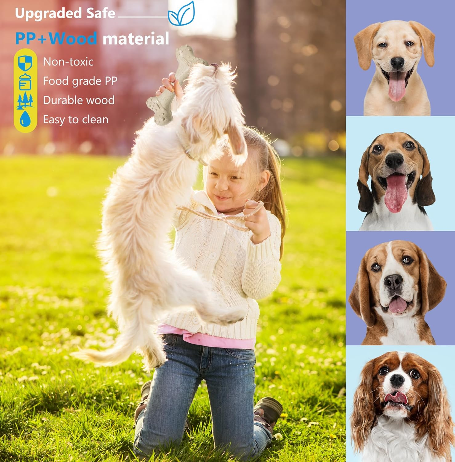 RINGSUN Dog Chew Toy, 2-Pack Tough Bone Puppy Chew Toy for Aggressive Chewer, Interactive Dog Teeth Cleaning Toys image number 2