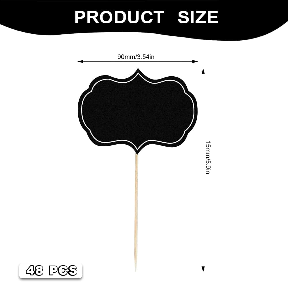 48 Pcs Cheese Markers for Charcuterie Board, Blank Toothpic Flags Black Cheese Labels, Buffet Labels Food Tags, Cupcake Name Tag Toppers