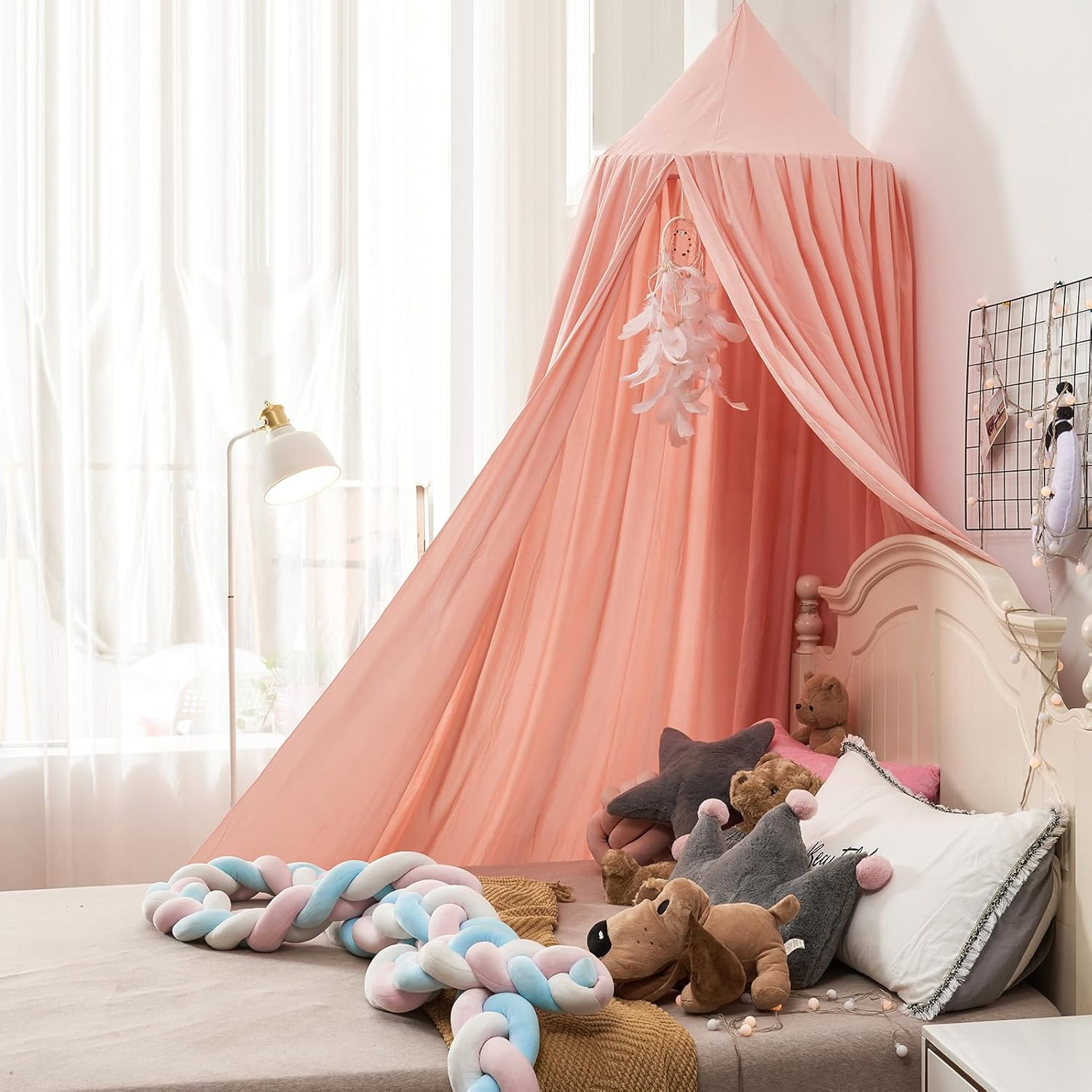 Princess Decor Canopy for Kids Bed, Soft and Durable Bed Canopy for Girls Room Tent Canopy Dreamy Mosquito Net Bedding, Children Reading Canopies Indoor(Pink) image number 4