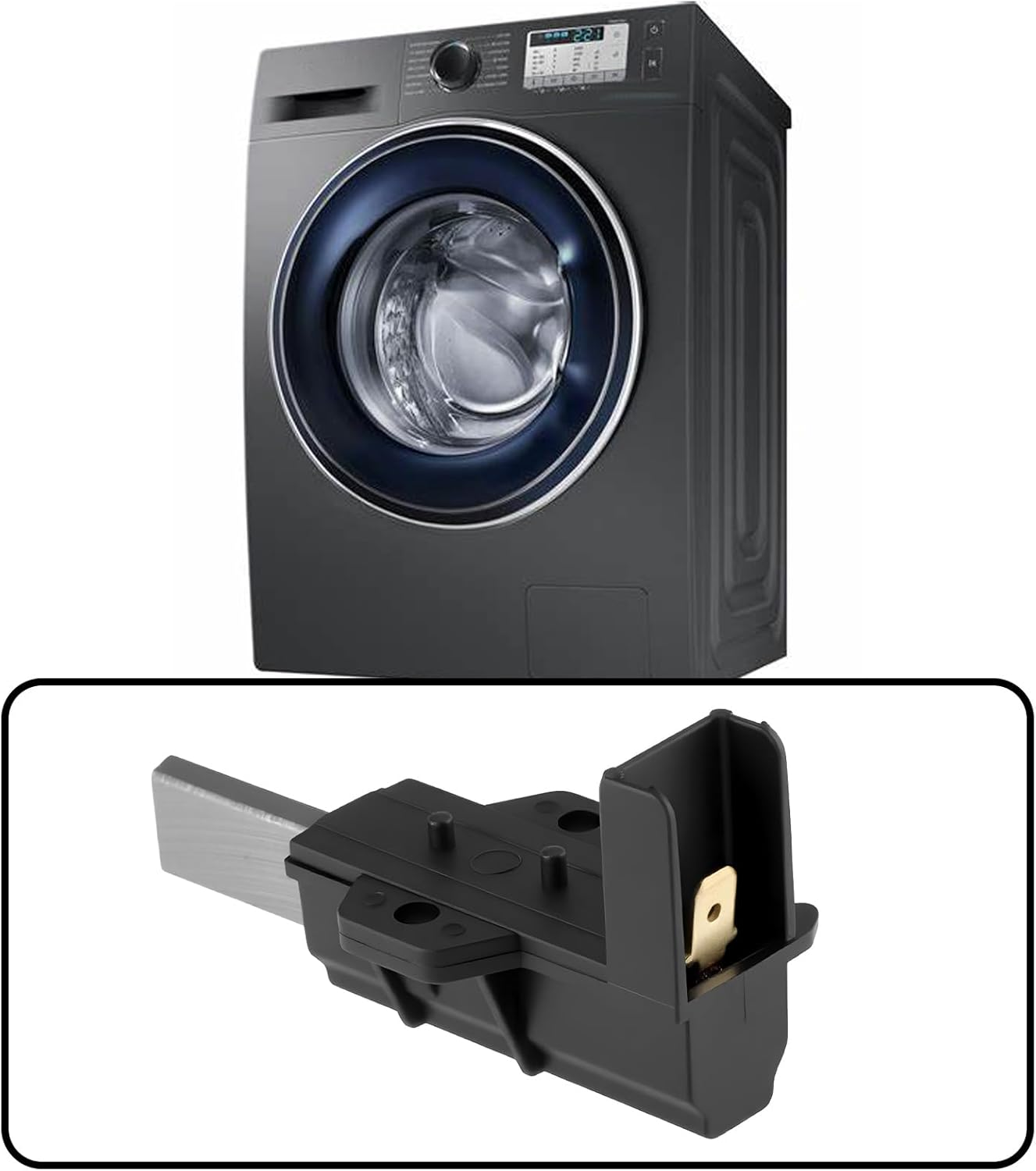 Emagtech 1 Pair Washing Machine Carbon Brushes 5X12.5X36Mm WW80J5555FX Compatible with Samsung 1400 image number 4