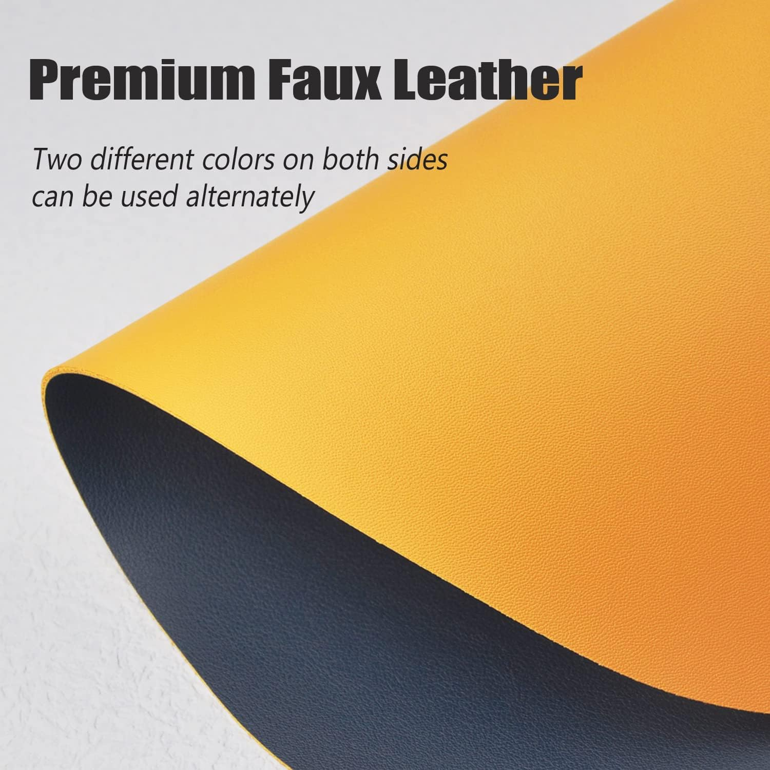 Faux Leather Placemats and Coaster Sets of 4 round - Washable Non-Slip PU Table Mat Wipeable Hot Resistant Place Mats for Kitchen Table (Blue-Yellow, 4) image number 2