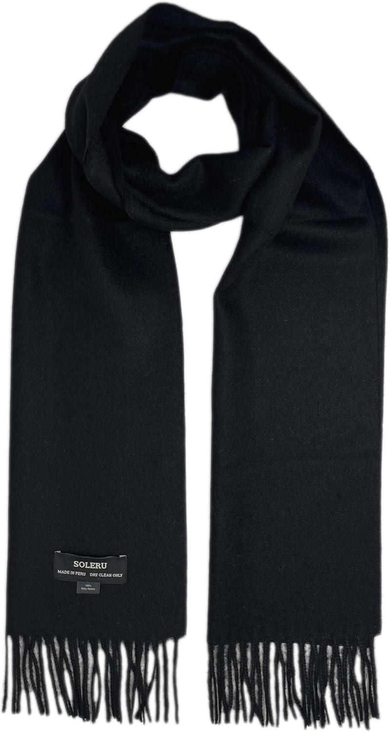 SOLERU 100% Baby Alpaca Wool Scarf for Men & Women - Imported from Peru