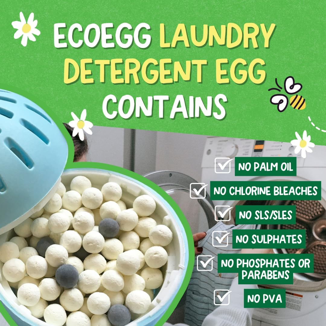 Ecoegg Laundry Egg Refill Pellets, 70 Washes, Detergent Replacement, No Enzymes, Chlorine Bleaches, Phosphates, Parabens, SLS/SLES or Palm Oil(Fresh Linen, 70 Count (Pack of 1)