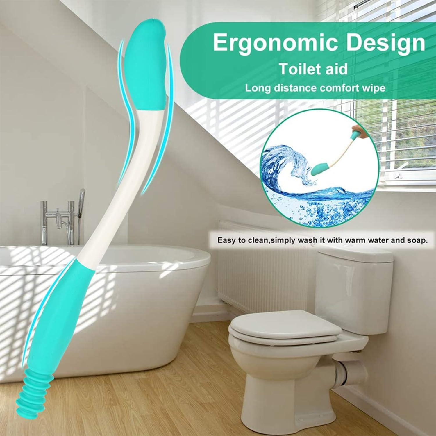 Toilet Aid Wiper, Self Assist Bathroom Bottom Butt Wipe Helper Wand, Long Reach Comfort Wipe Tool Paper Tissue for Pregnant after Surgery, Seniors, Arm Handicap, Bariatric image number 1