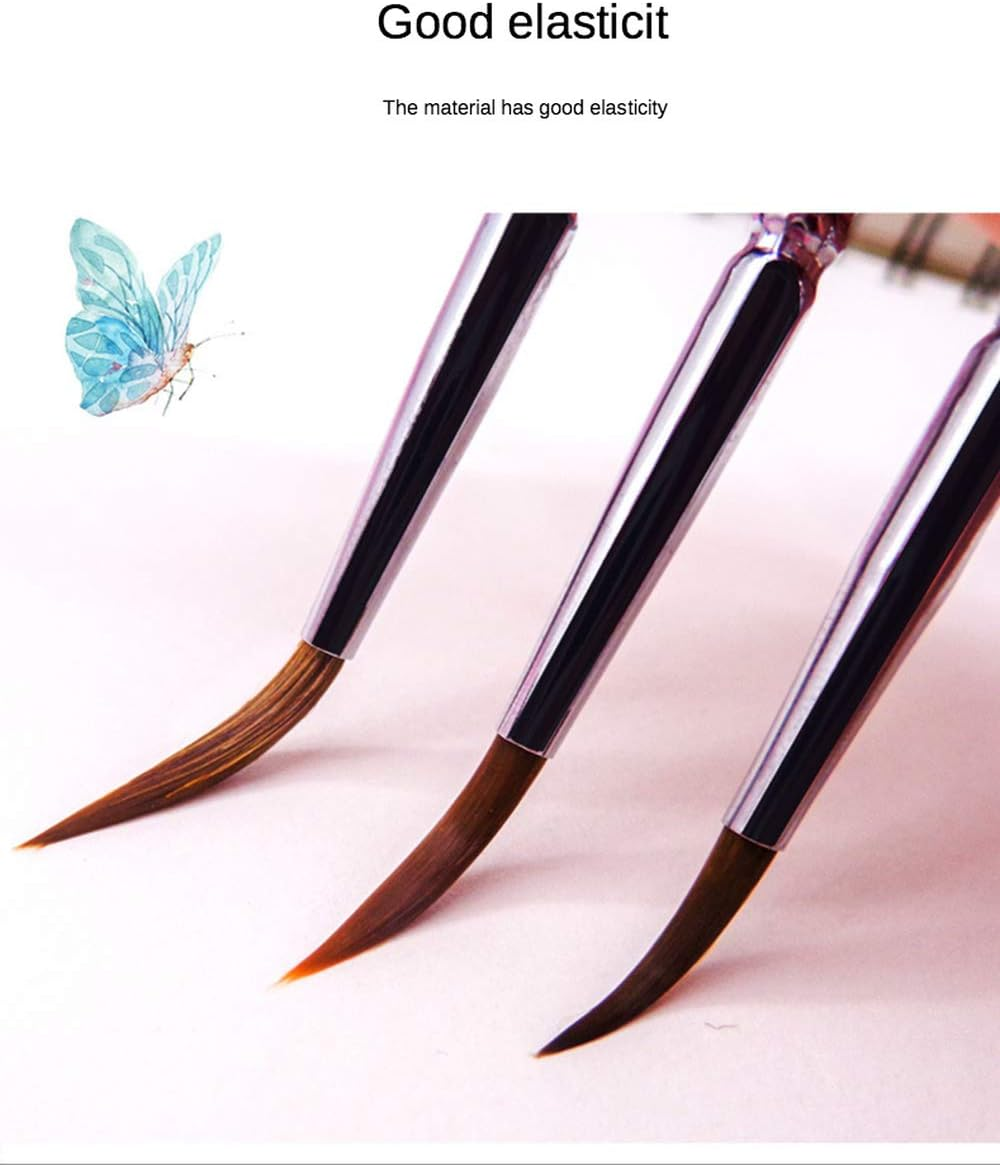 Weasel Hair Triangle Birch Rod Fine Nail Art Students Special Line Drawing Gouache Color Stroke Oil Brush 4Colors Hook Line Pen (Black) image number 3