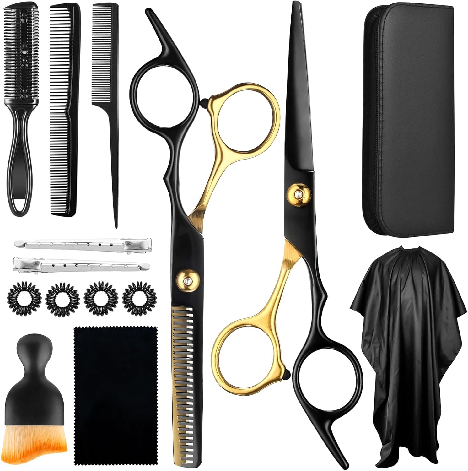 Hairdressing Scissors Set Hair Cutting Scissors Professional Hairdressing Scissors 6.7 Inch Thinning Scissors Hairdressing Hair Cutting Set for Women Men Pets Family Hairdressing Salon 15 Pieces image number 3