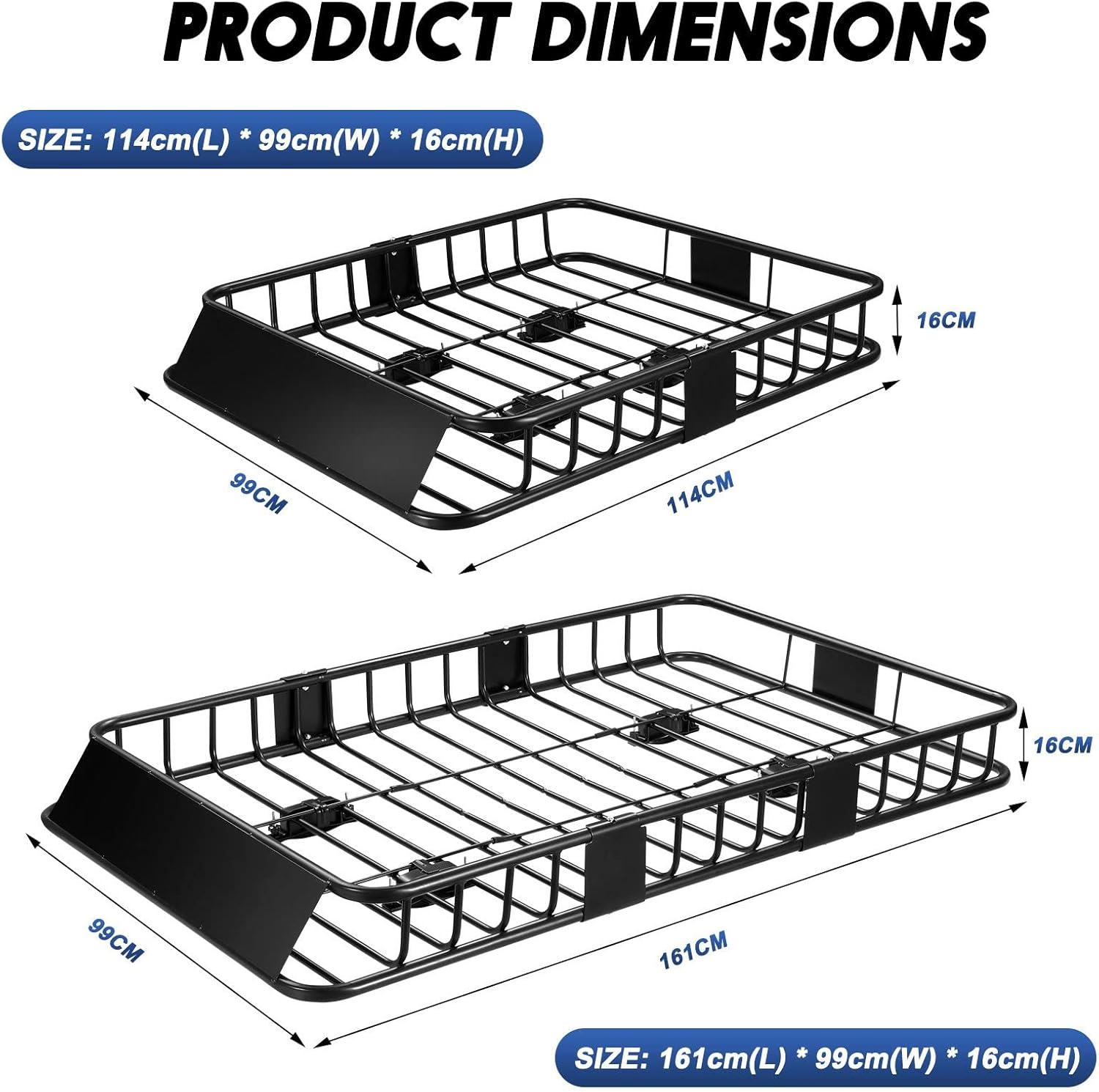 SHOGUN 2 in 1 Universal Roof Rack Cargo with Extension Car Top Luggage Holder Carrier Basket for SUV, Truck & Car Heavy Duty Steel Construction 120KG Capacity