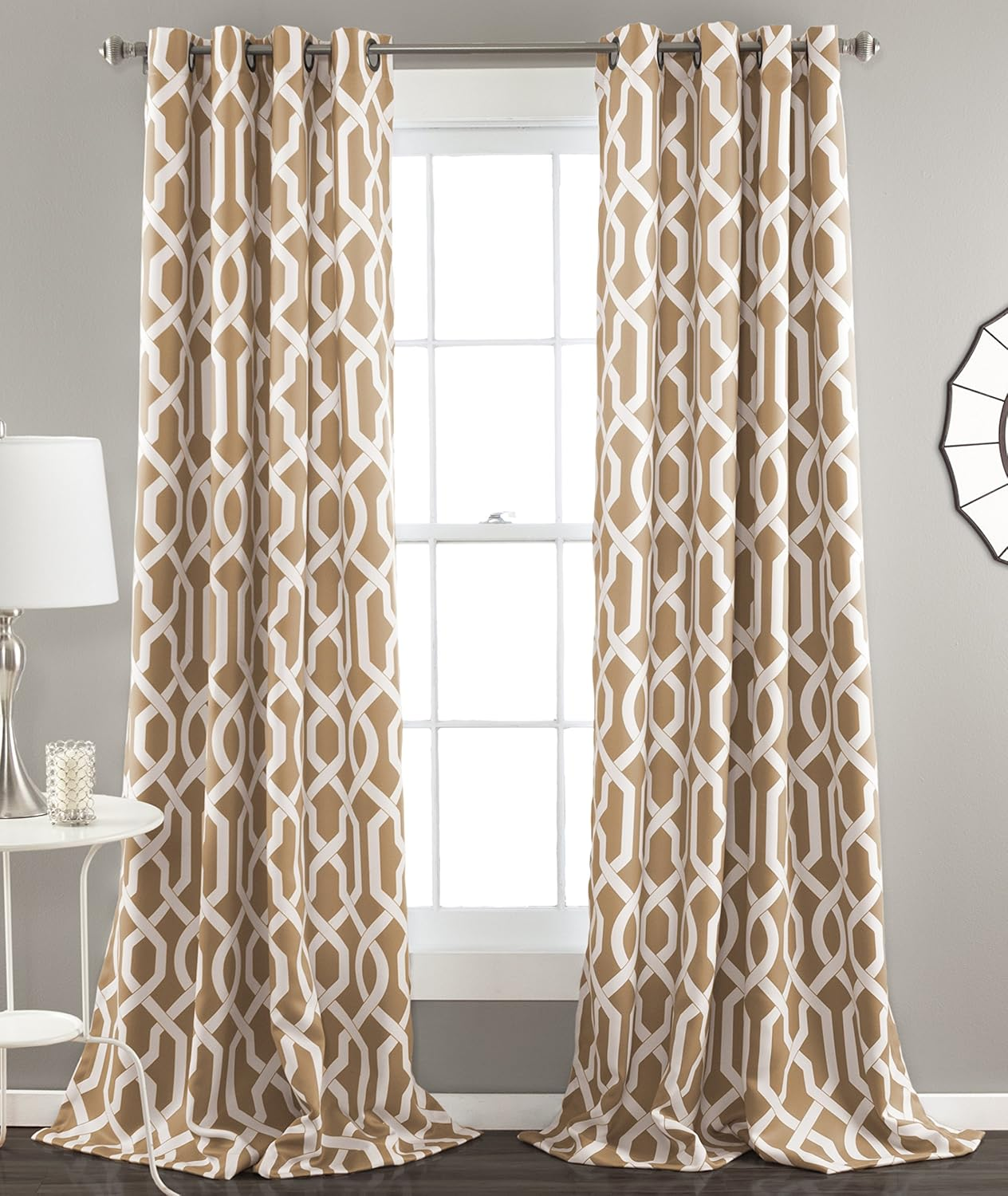 Lush Decor Edward Trellis Room Darkening Window Curtain Panel Pair, 84 Inch X 52 Inch, Gray, Set of 2