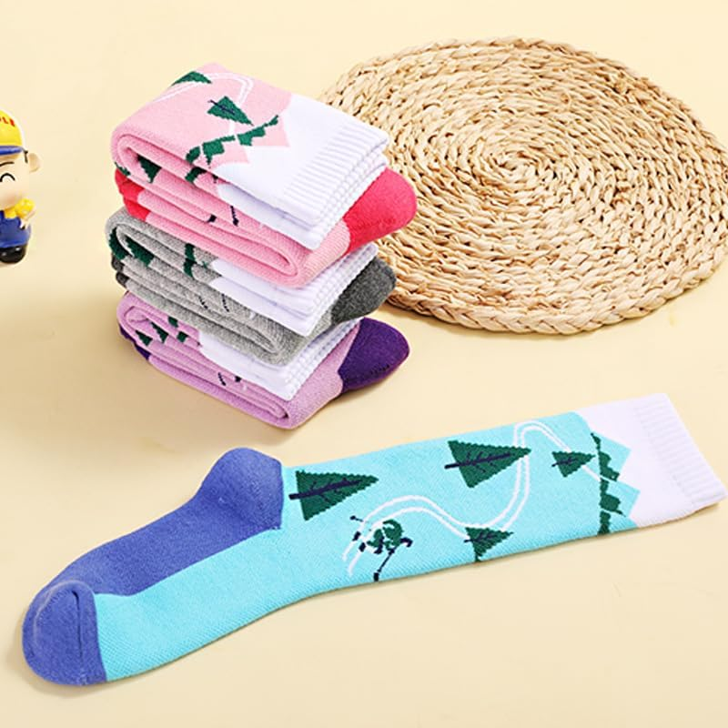 Kids Ski Socks Winter Warm Thick Sock Knee High Thermal Boot Socks for Hiking Snowboarding Mountain 7-12Yers(2 Pairs) image number 3