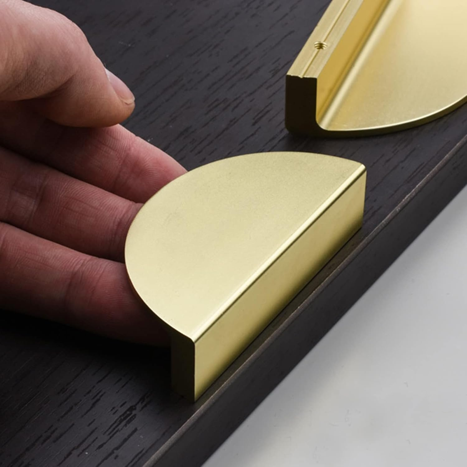 10 Pack Semicircle Cabinet Pulls Handles, Hole Centers 2.5 Inch(64Mm), Brass Half Circle Moon Drawer Pulls for Kitchen Cabinets Cupboard Dresser Knobs with Screws (Gold) image number 5