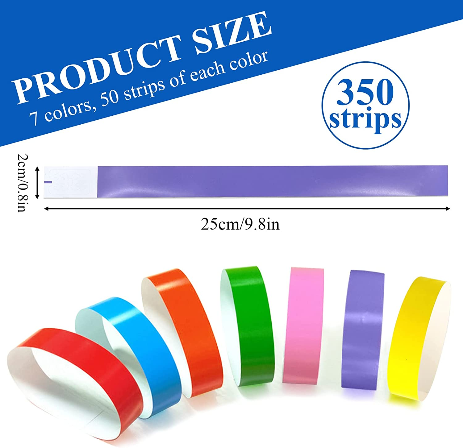 350 Counts Wristbands for Events, Waterproof Paper Wristbands Neon Wrist Bands, Lightweight Paper Party Bracelets, Concert Bracelets, Style A image number 1