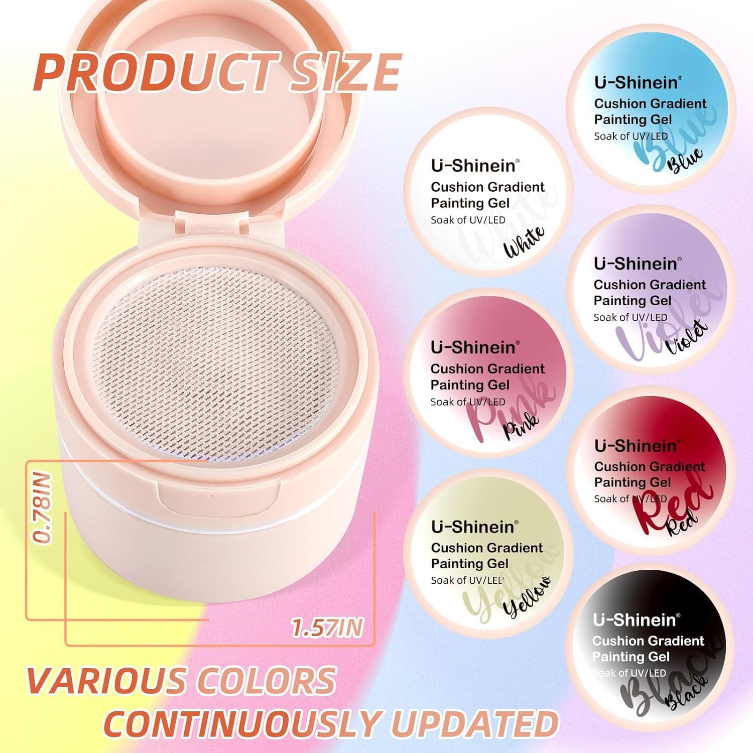 U-Shinein Cushion Gradient Painting Gel, Ombre Nails Aura Nails Full Coverage Precise Control of Each Strokelong Lasting French Manicure Soak off UV LED DIY Nail Art,White