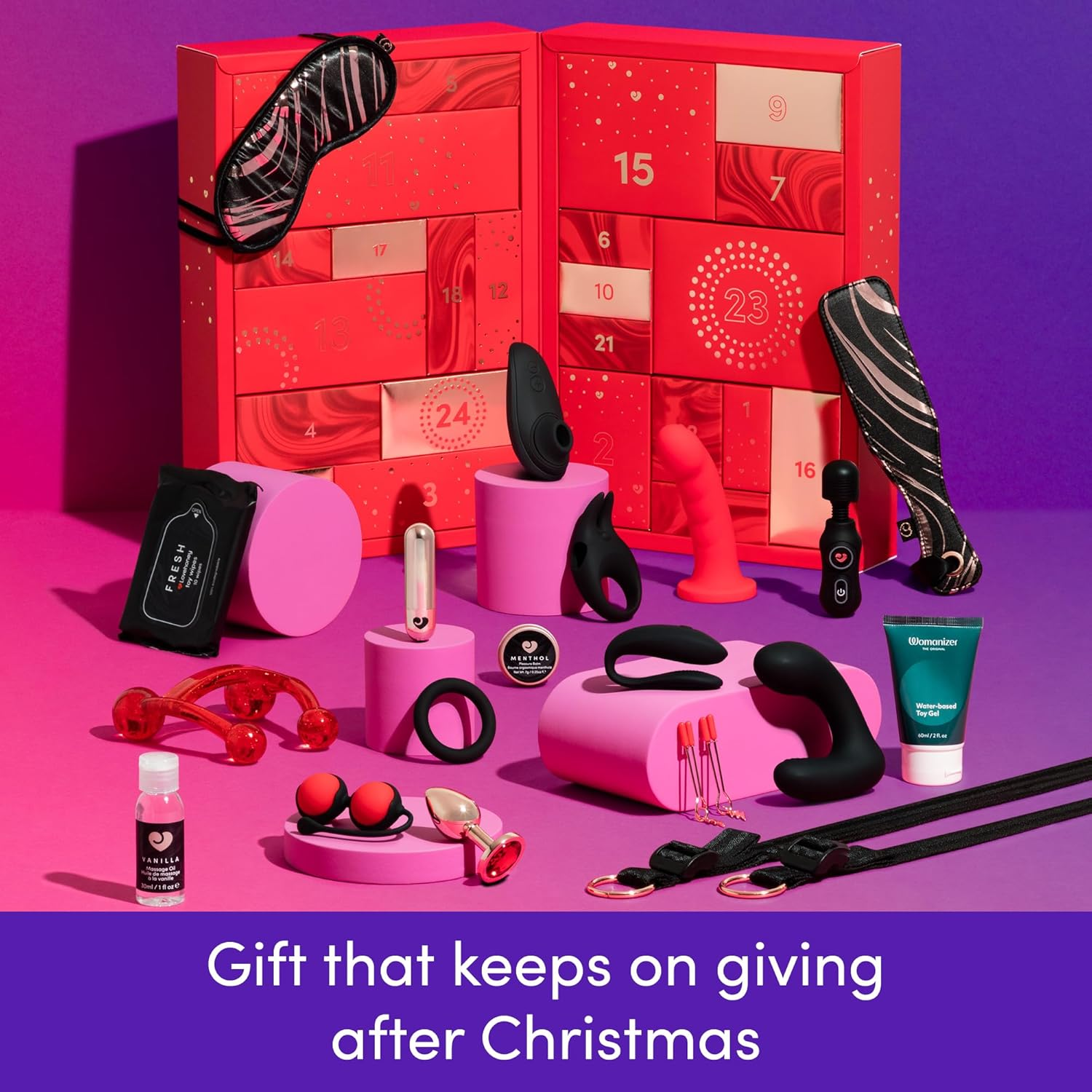 Lovehoney Advent Calendar 2024 &ndash; 24 Day Couples Sex Toy Gift Set &ndash; Erotic Adult Toys for Men, Women & Couples &ndash; Vibrators, Bondage, Masturbators and Massagers &ndash; Worth over $550 image number 4