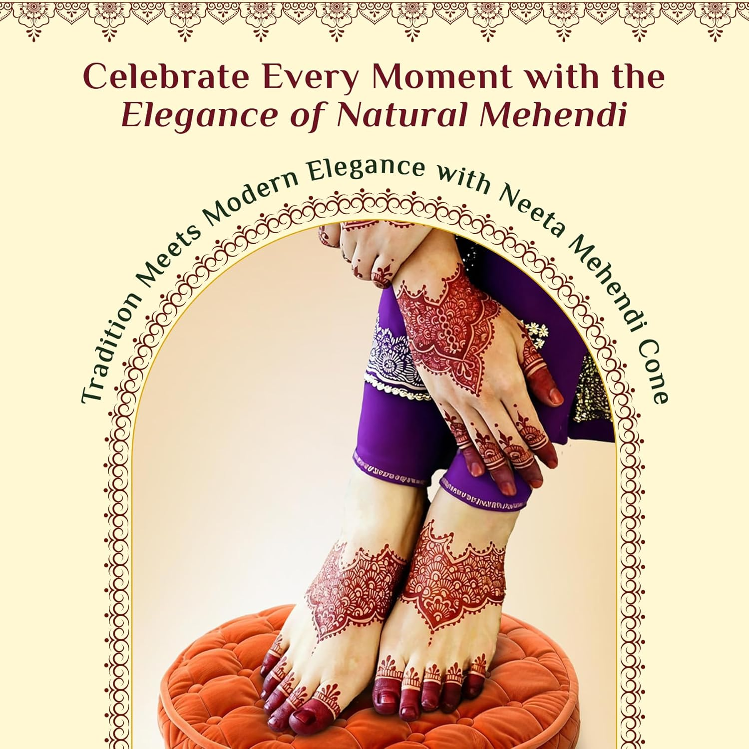 Neeta Mehendi Cone Body Art All Natural Herbal Pure Henna past (Pack of 24 Pieces) Pack of 2