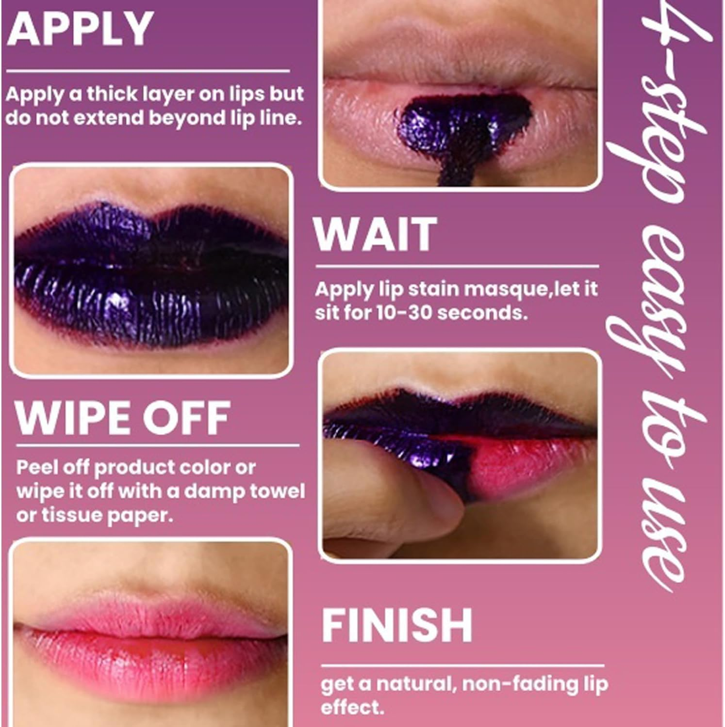 3-Piece Peel off Lip Stain Set, Long Lasting Matte Lip Tattoo, Peel off Lipstick Lip Liner Waterproof Colours Change Lip Gloss Transfer Proof Natural Makeup Stain Kit image number 5