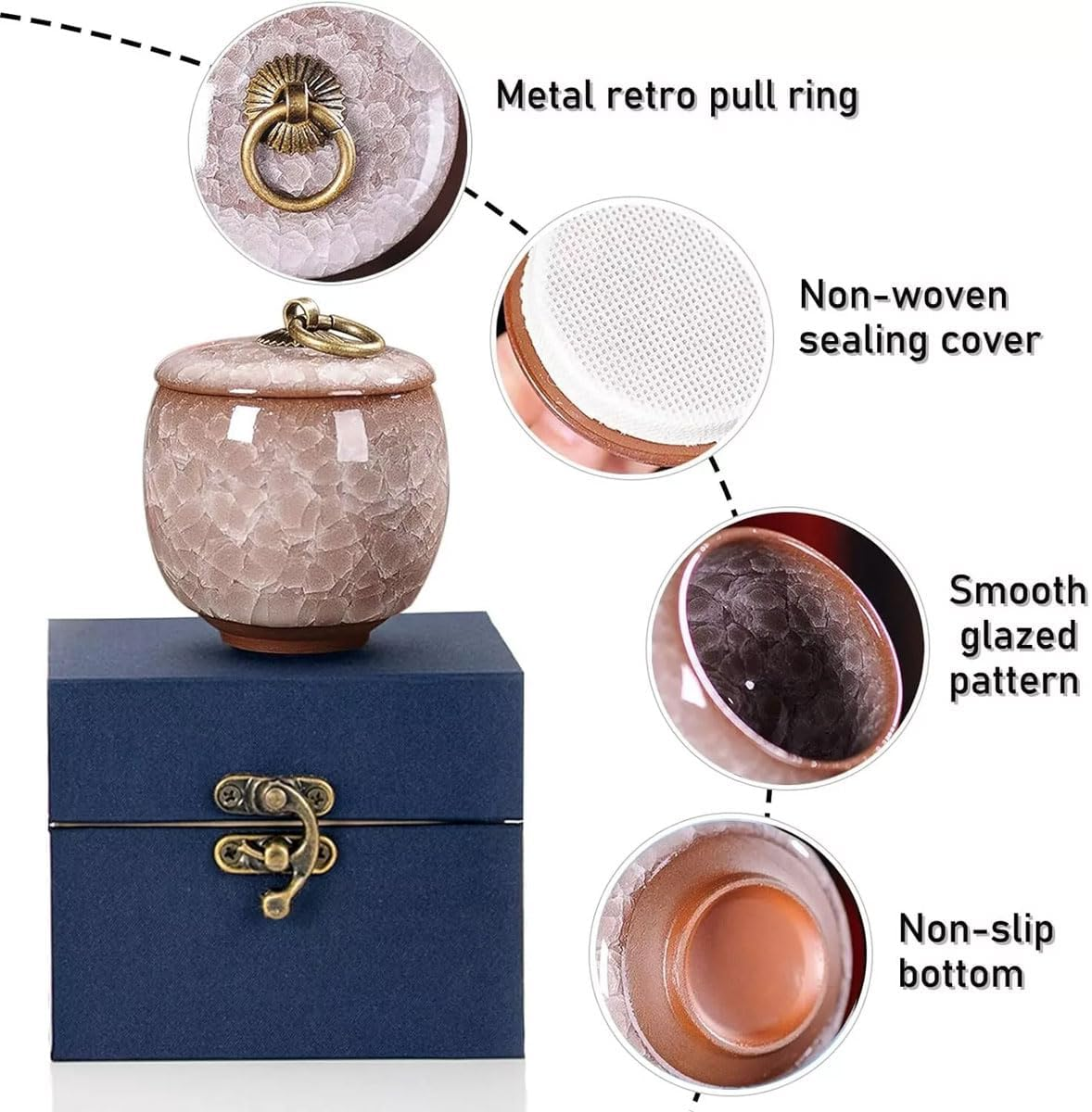 AIMALL Small Ceramic Urns for Human Ashes, Hand-Kiln Glazed Memorial Keepsake, Secure Seal, Holds 5.5 Cubic Inches, Decorative image number 4