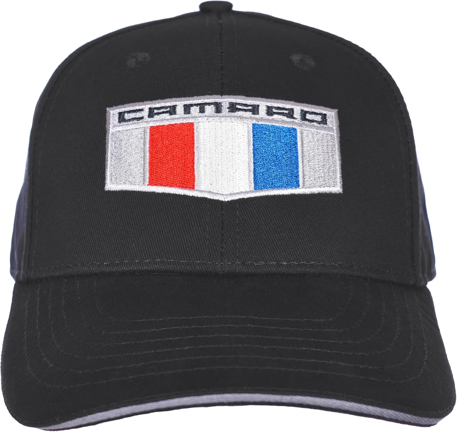 JH DESIGN GROUP Men'S Chevy Camaro V-Flags Logo Cap Adjustable Black Hat, Black, One Size image number 2