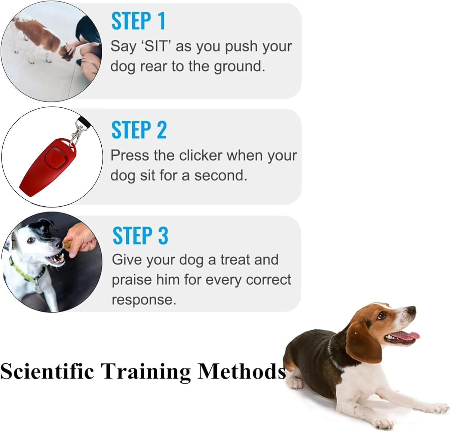 Dog Whistle, Dog Whistle for Callback, 4-Piece Professional Dog Whistle and Clicker Training Set, High Pitch Audible Dog Whistle with Lanyard and 2 in 1 Professional Training Clicker, for Dog Indoor