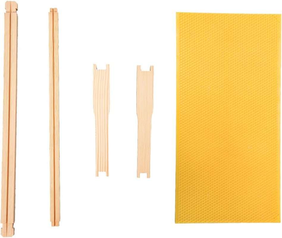 Deep Brood Beehive Frames with Wax Foundation,10 Pack Honey Bee Frames with 100% Beeswax Coated Food Grade Foundation Sheets, 9-1/8-Inch(Yellow)