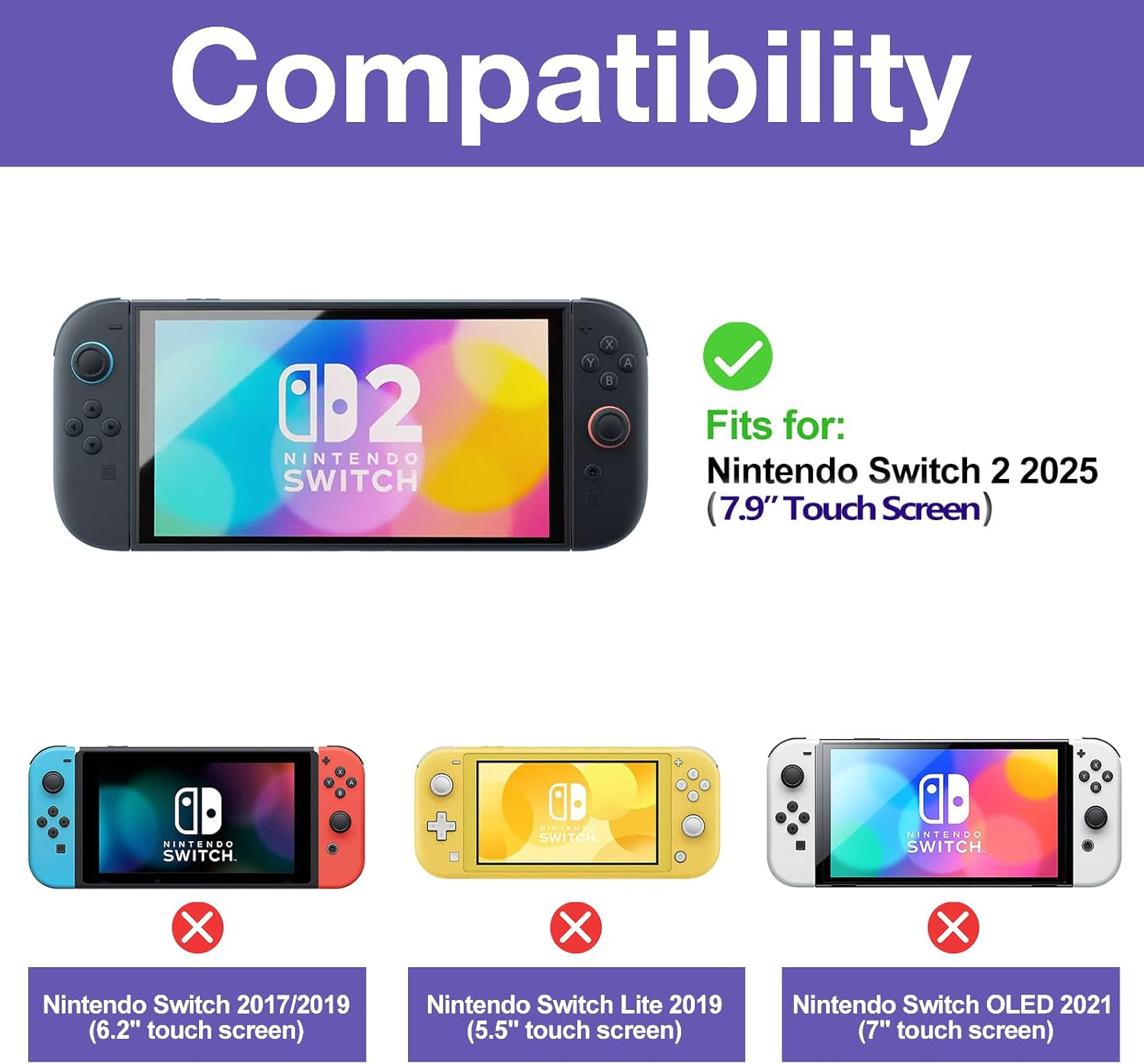 Procase 2 Pack Joy-Con Controller Hand Grips for Nintendo Switch 2 2025 Released, Wear-Resistant Comfort Handles Holder for Joy Cons