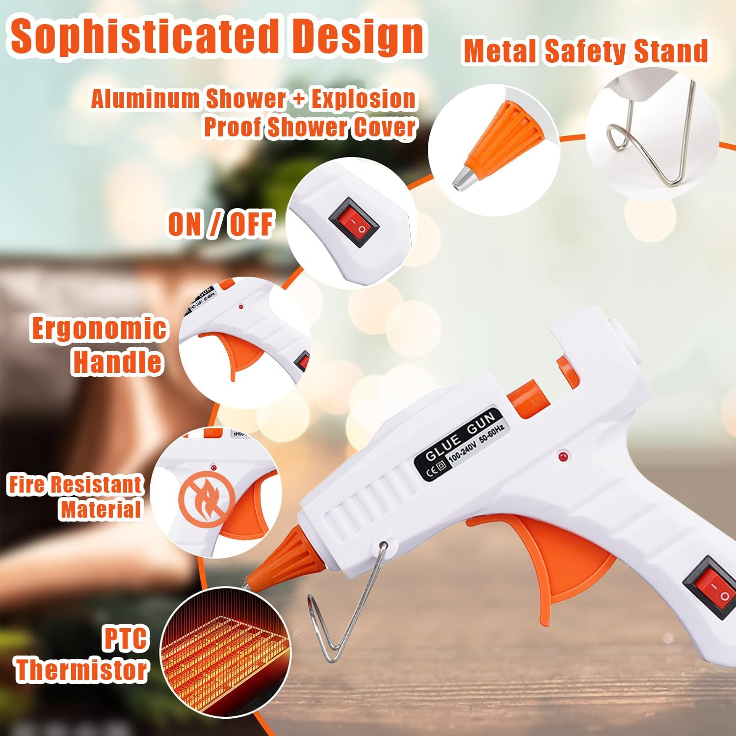 Mini Hot Glue Gun with 60Pcs Glue Sticks-10Cm, 30W Fast Heating Hot Melt Gun, Lightweight Craft Gun for DIY, Home Repairs, Kids' School Projects. (505 White) image number 6