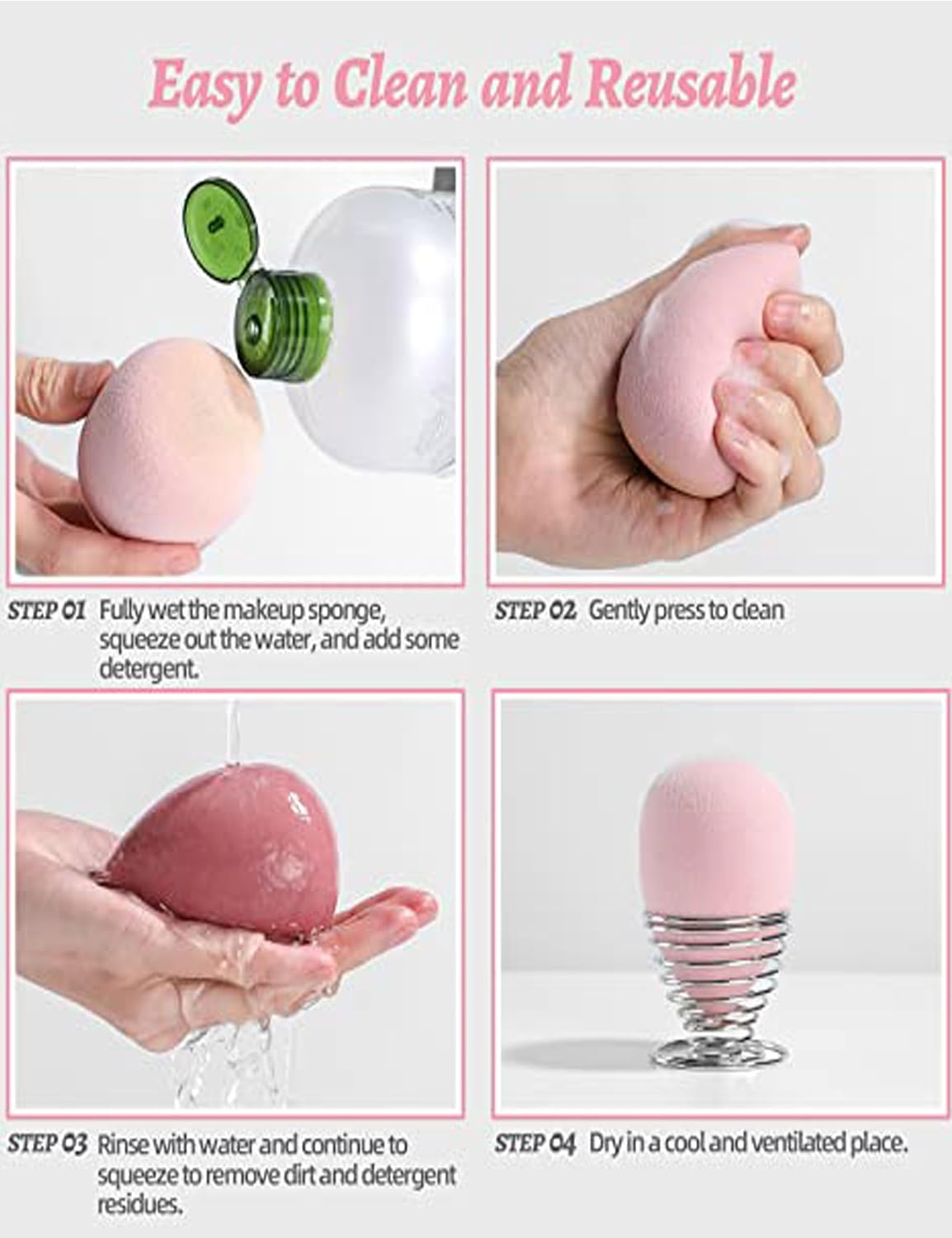 Makeup Sponge Set,Beauty Sponge Blending Foundation Sponge Makeup Puff with Case,6Pcs for Cream, Powder and Liquid