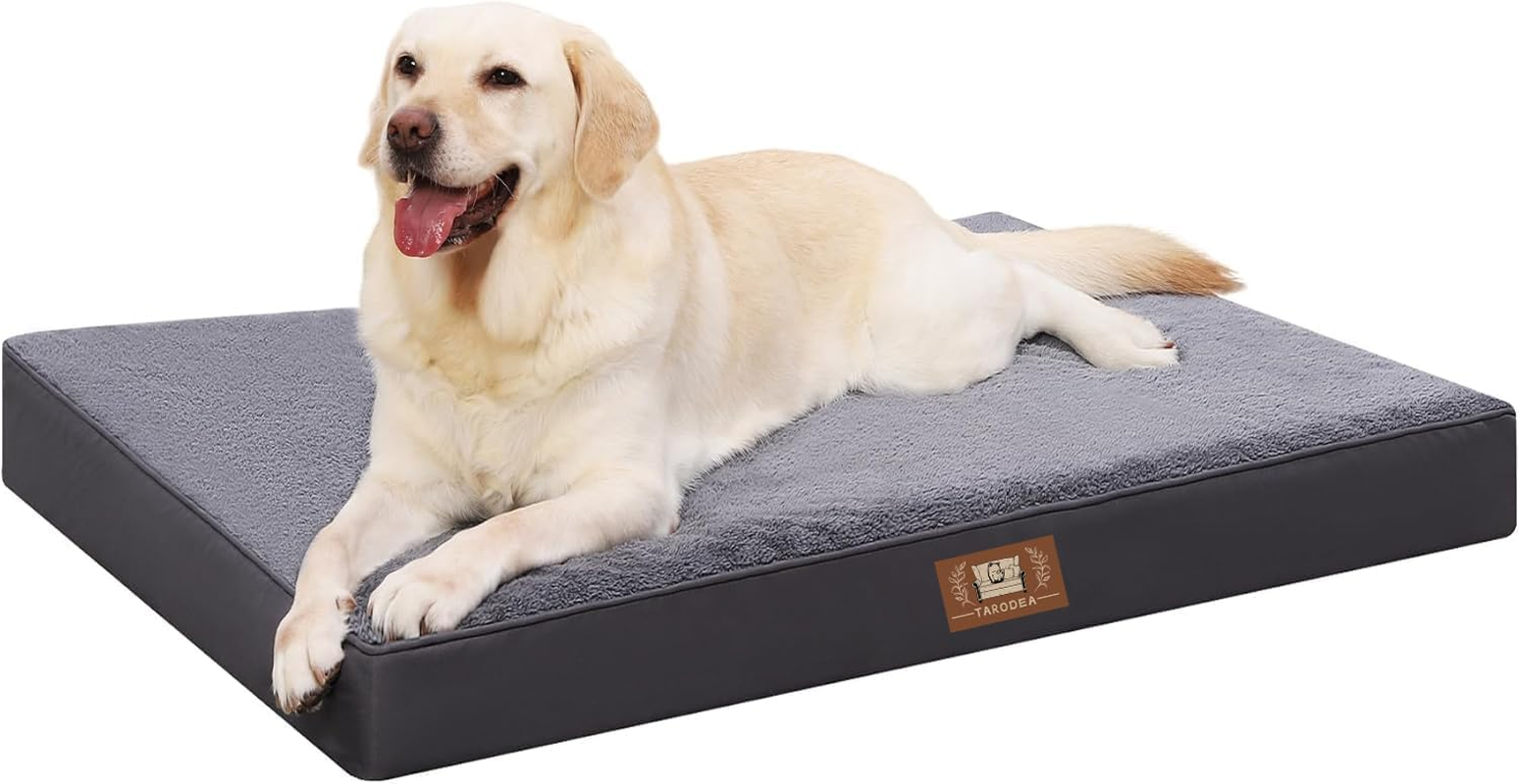 Waterproof Dog Bed Large Size Dog Orthopedic Dog Beds for Crate with Removable Washable Cover Egg-Crate Foam Pet Pad Mat with Anti-Slip Bottom (Grey, 104X68X8Cm) image number 6