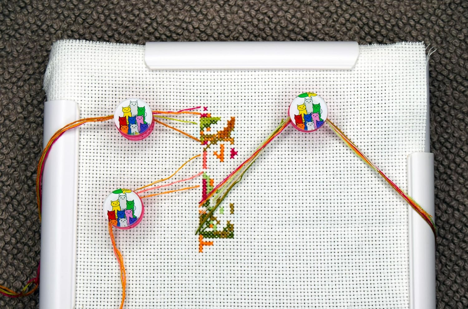 Needle Minder for Cross Stitch the Set of 3 Parking Bobbins Needle Minders Floss Holders Keeper Magnetic Clips Tightening Floss Cross Stitch Parking Bobbins for Embroidery Frame Scroll Rod Qsnap Hoop Tension Clips Thread Catcher image number 2